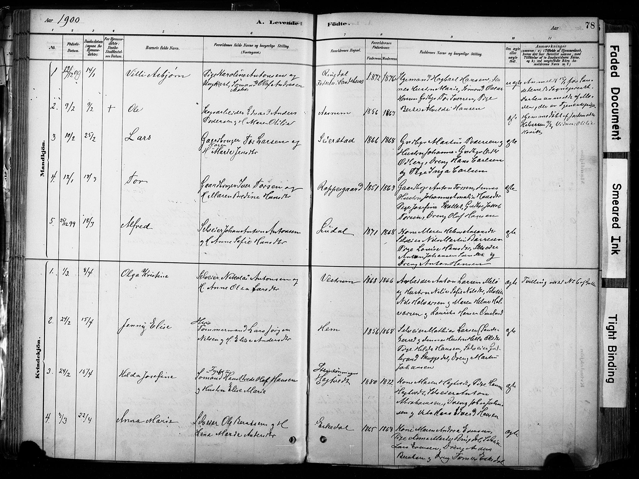 Hedrum kirkebøker, SAKO/A-344/F/Fa/L0009: Parish register (official) no. I 9, 1881-1903, p. 78