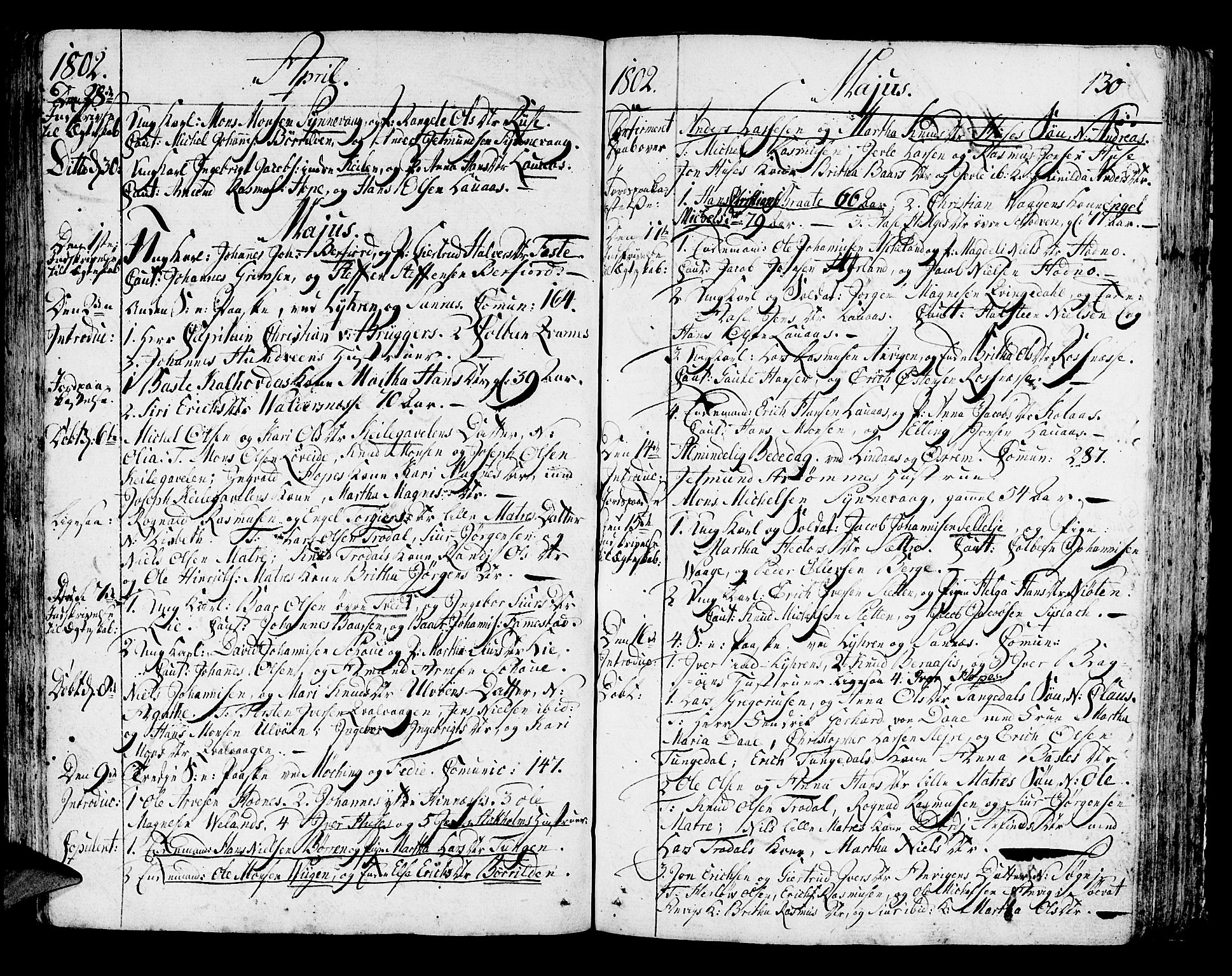 Lindås Sokneprestembete, AV/SAB-A-76701/H/Haa/Haaa/L0005: Parish register (official) no. A 5, 1791-1813, p. 130