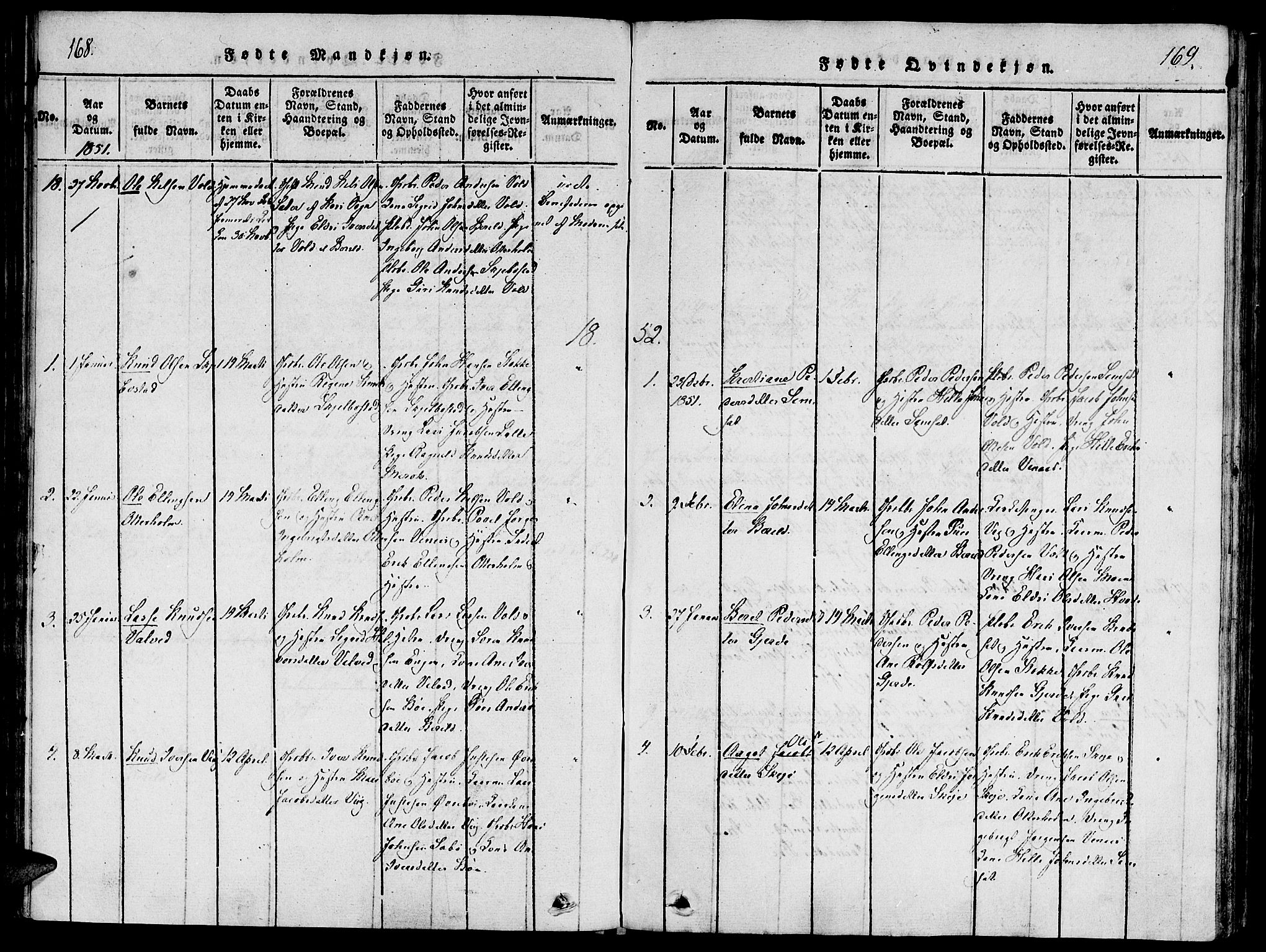 Ministerialprotokoller, klokkerbøker og fødselsregistre - Møre og Romsdal, SAT/A-1454/543/L0561: Parish register (official) no. 543A01, 1818-1853, p. 168-169