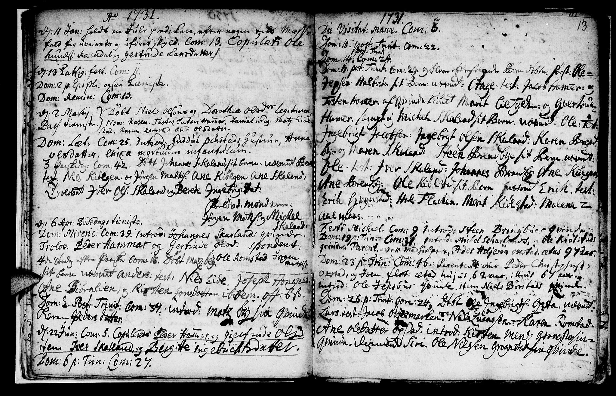 Ministerialprotokoller, klokkerbøker og fødselsregistre - Nord-Trøndelag, SAT/A-1458/765/L0560: Parish register (official) no. 765A01, 1706-1748, p. 13