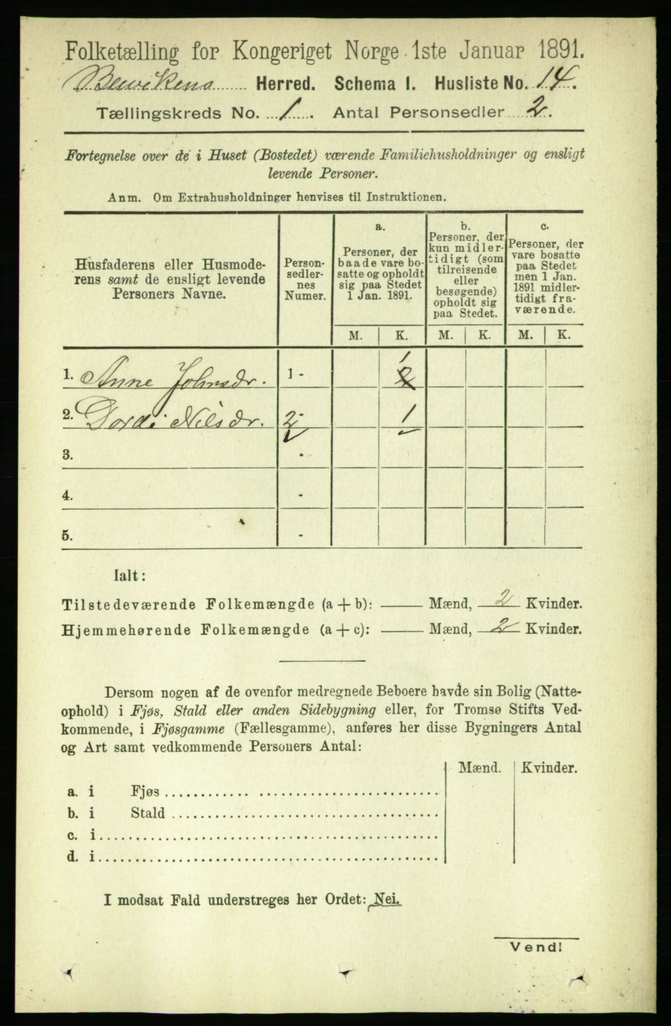 RA, 1891 census for 1656 Buvik, 1891, p. 25