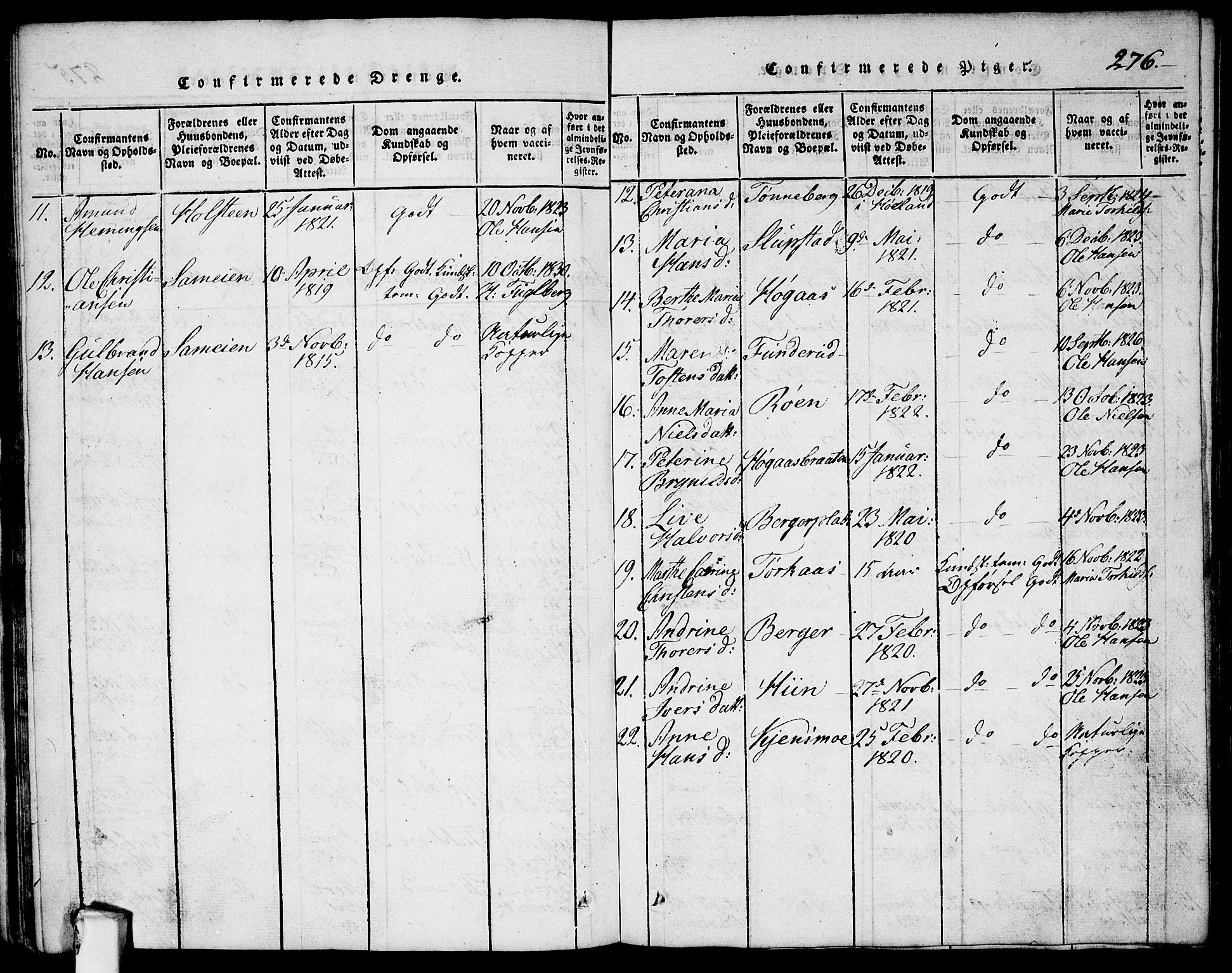 Rødenes prestekontor Kirkebøker, AV/SAO-A-2005/G/Ga/L0001: Parish register (copy) no.  I 1, 1814-1841, p. 276