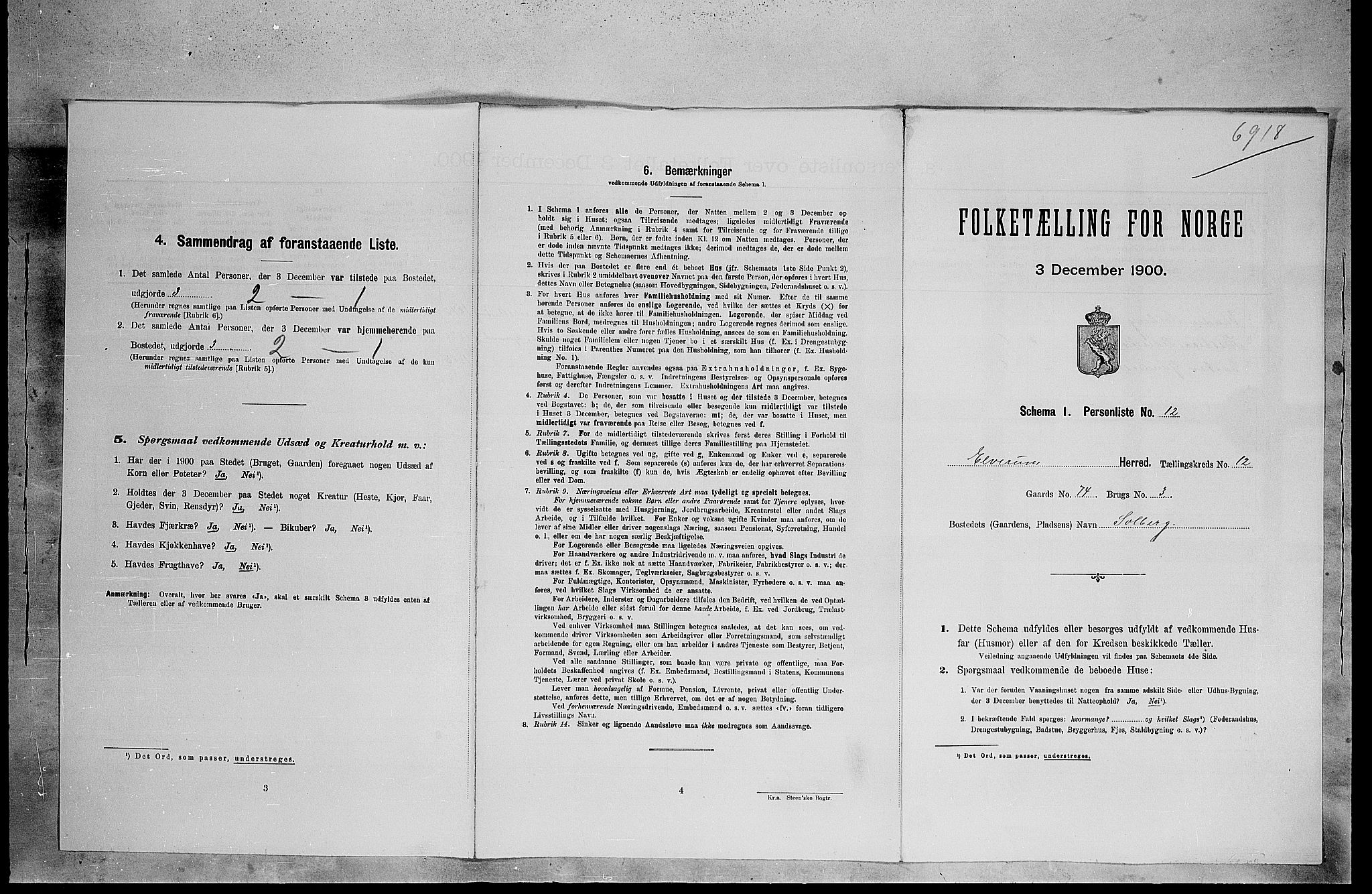 SAH, 1900 census for Elverum, 1900, p. 1617