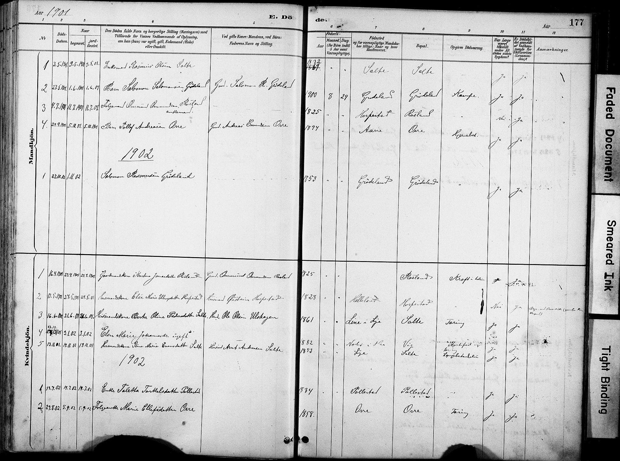 Klepp sokneprestkontor, SAST/A-101803/001/3/30BA/L0007: Parish register (official) no. A 8, 1886-1912, p. 177