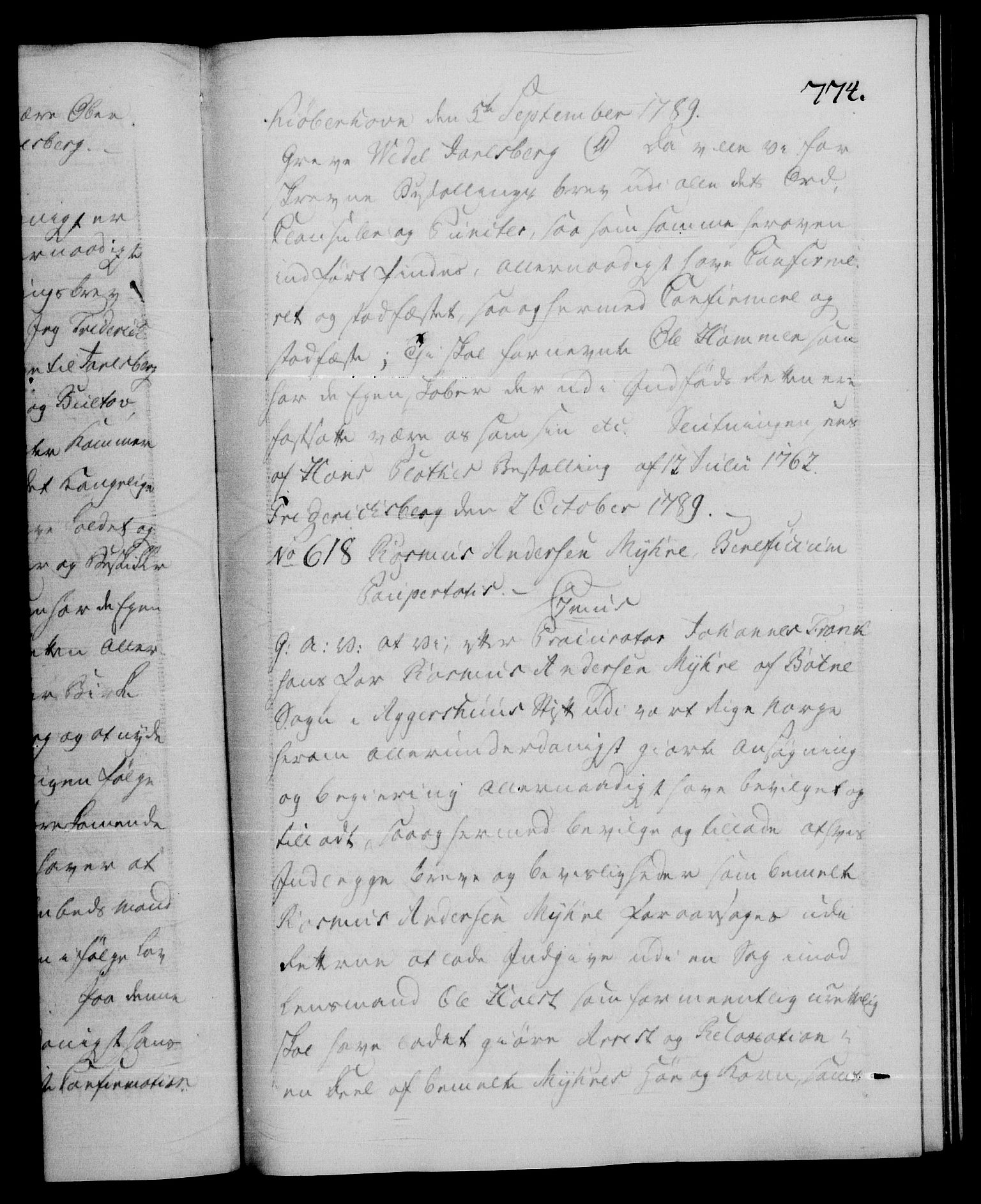Danske Kanselli 1572-1799, AV/RA-EA-3023/F/Fc/Fca/Fcaa/L0052: Norske registre, 1788-1789, p. 774a