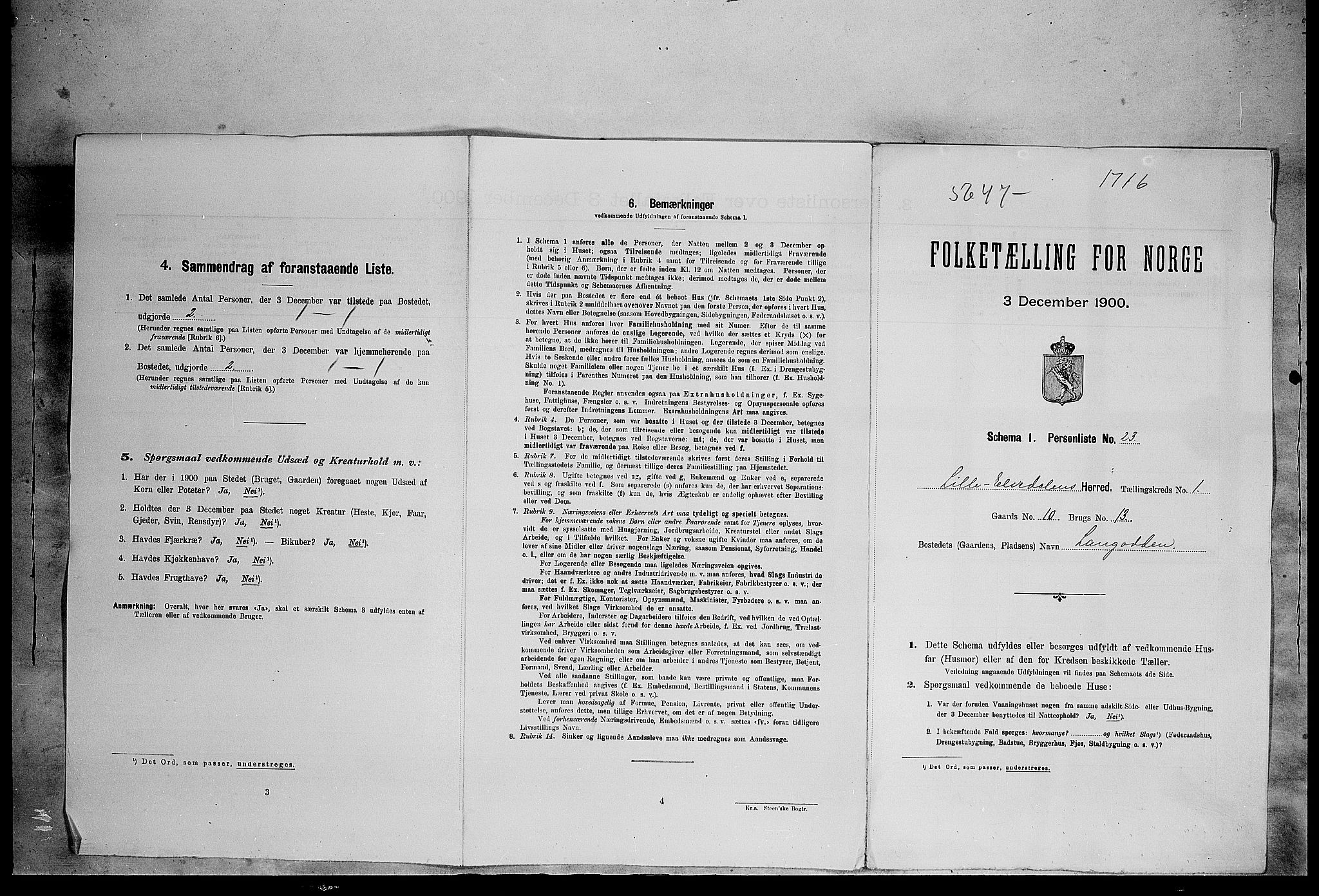 SAH, 1900 census for Lille Elvedalen, 1900, p. 56