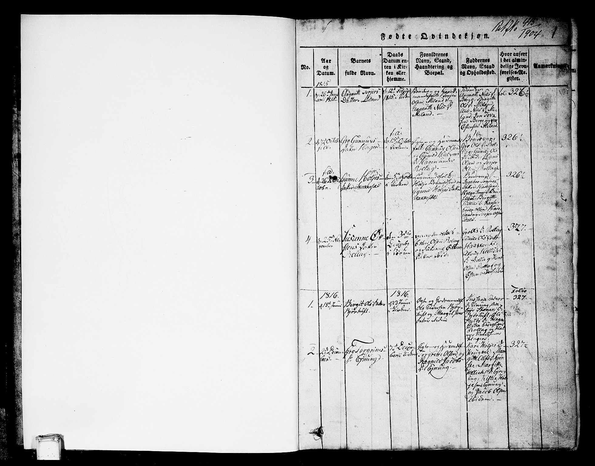 Tinn kirkebøker, SAKO/A-308/G/Gb/L0001: Parish register (copy) no. II 1 /1, 1815-1850, p. 1