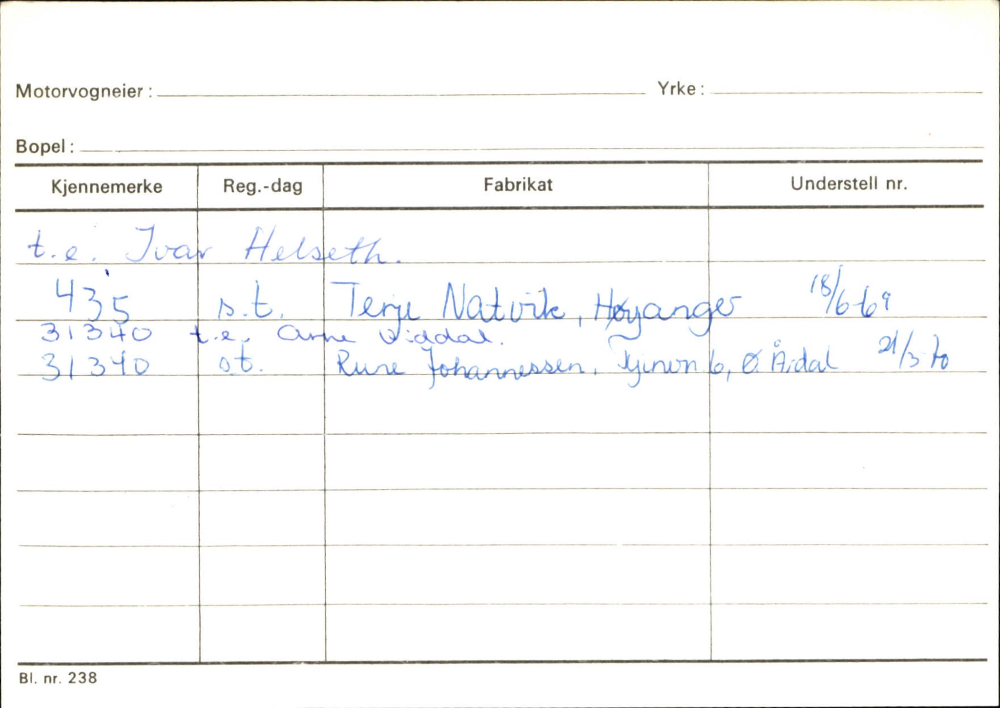 Statens vegvesen, Sogn og Fjordane vegkontor, SAB/A-5301/4/F/L0130: Eigarregister Eid T-Å. Høyanger A-O, 1945-1975, p. 1604