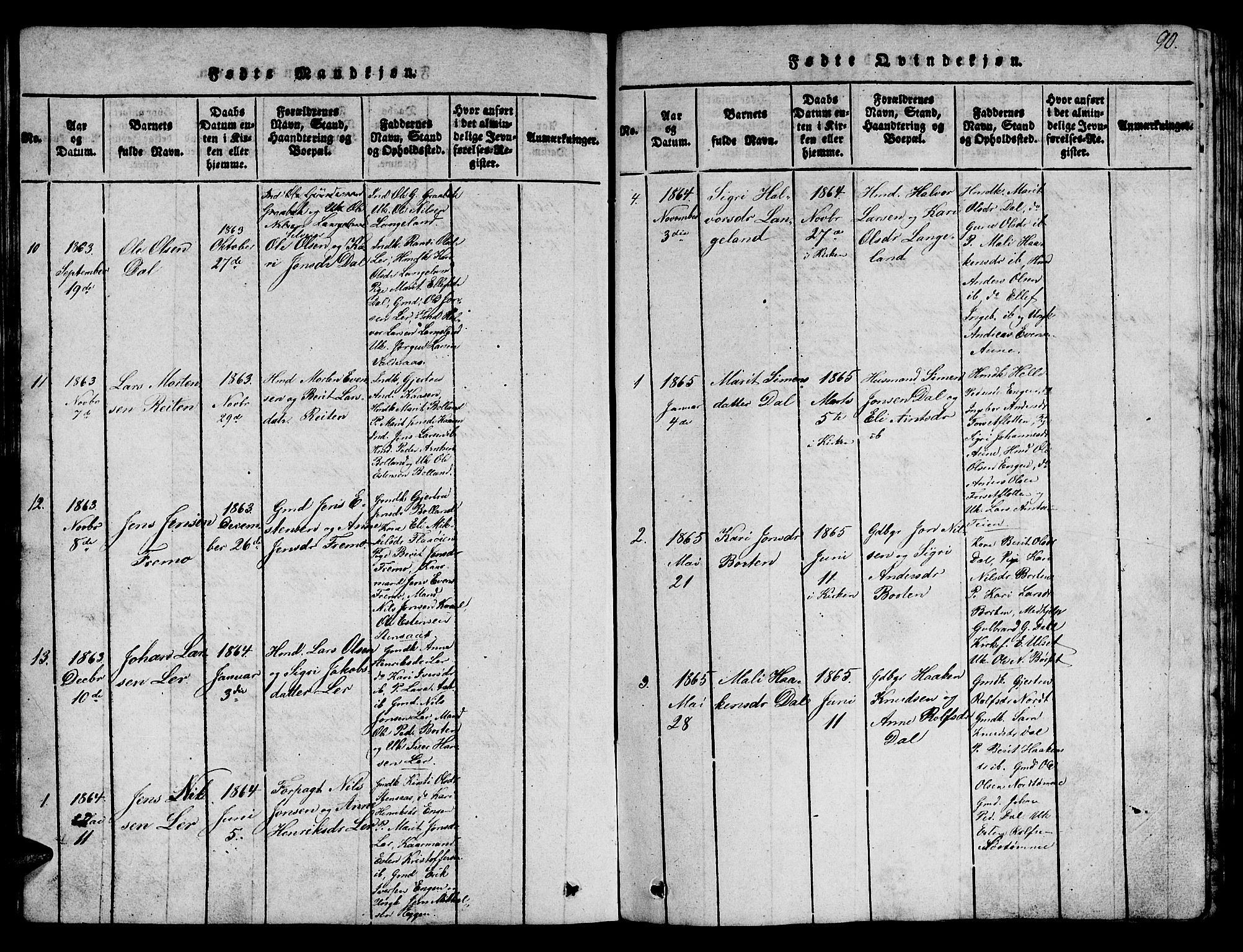 Ministerialprotokoller, klokkerbøker og fødselsregistre - Sør-Trøndelag, SAT/A-1456/693/L1121: Parish register (copy) no. 693C02, 1816-1869, p. 90