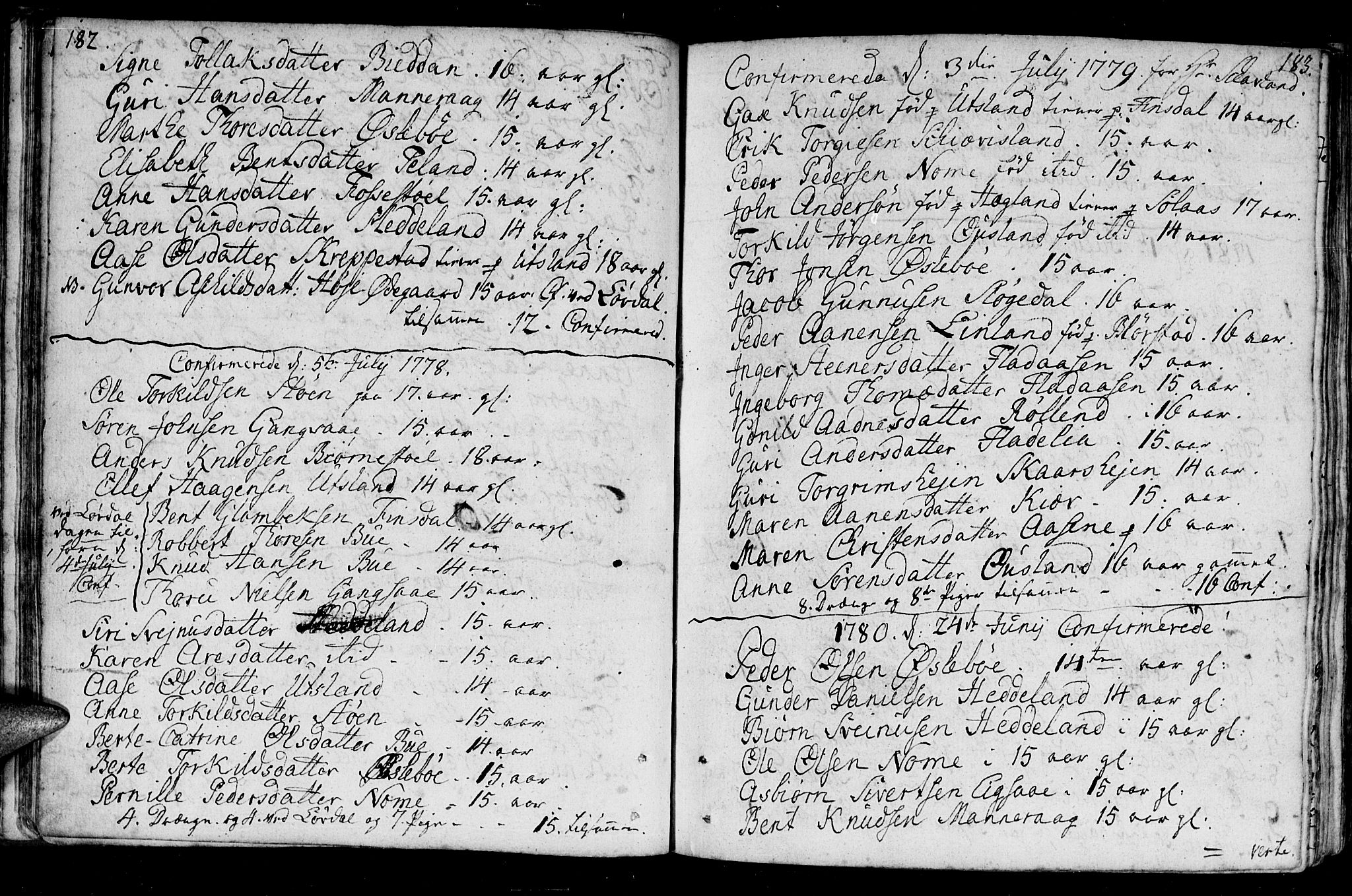 Holum sokneprestkontor, SAK/1111-0022/F/Fa/Fac/L0001: Parish register (official) no. A 1, 1773-1820, p. 182-183