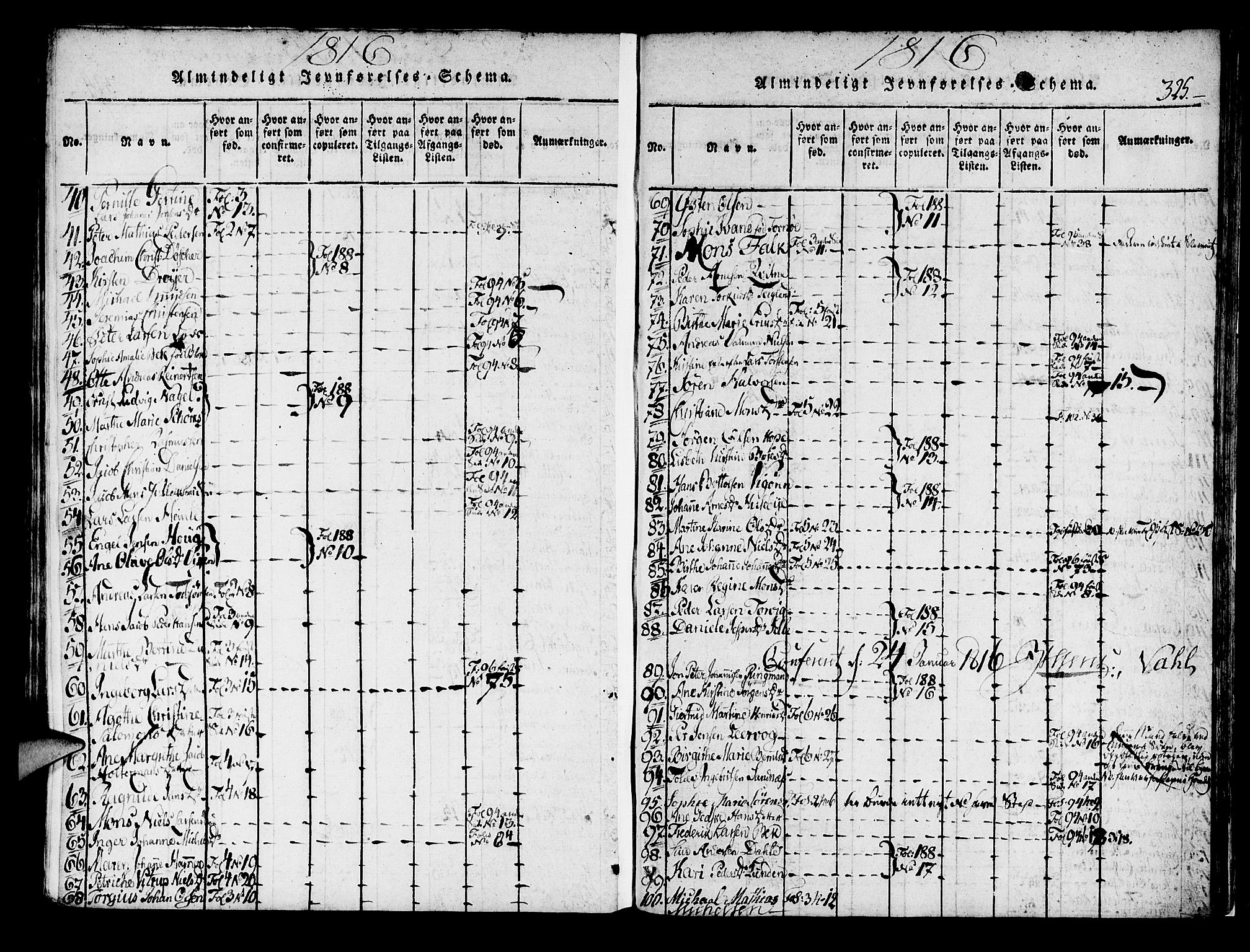 Korskirken sokneprestembete, SAB/A-76101/H/Haa/L0013: Parish register (official) no. A 13, 1815-1822, p. 325