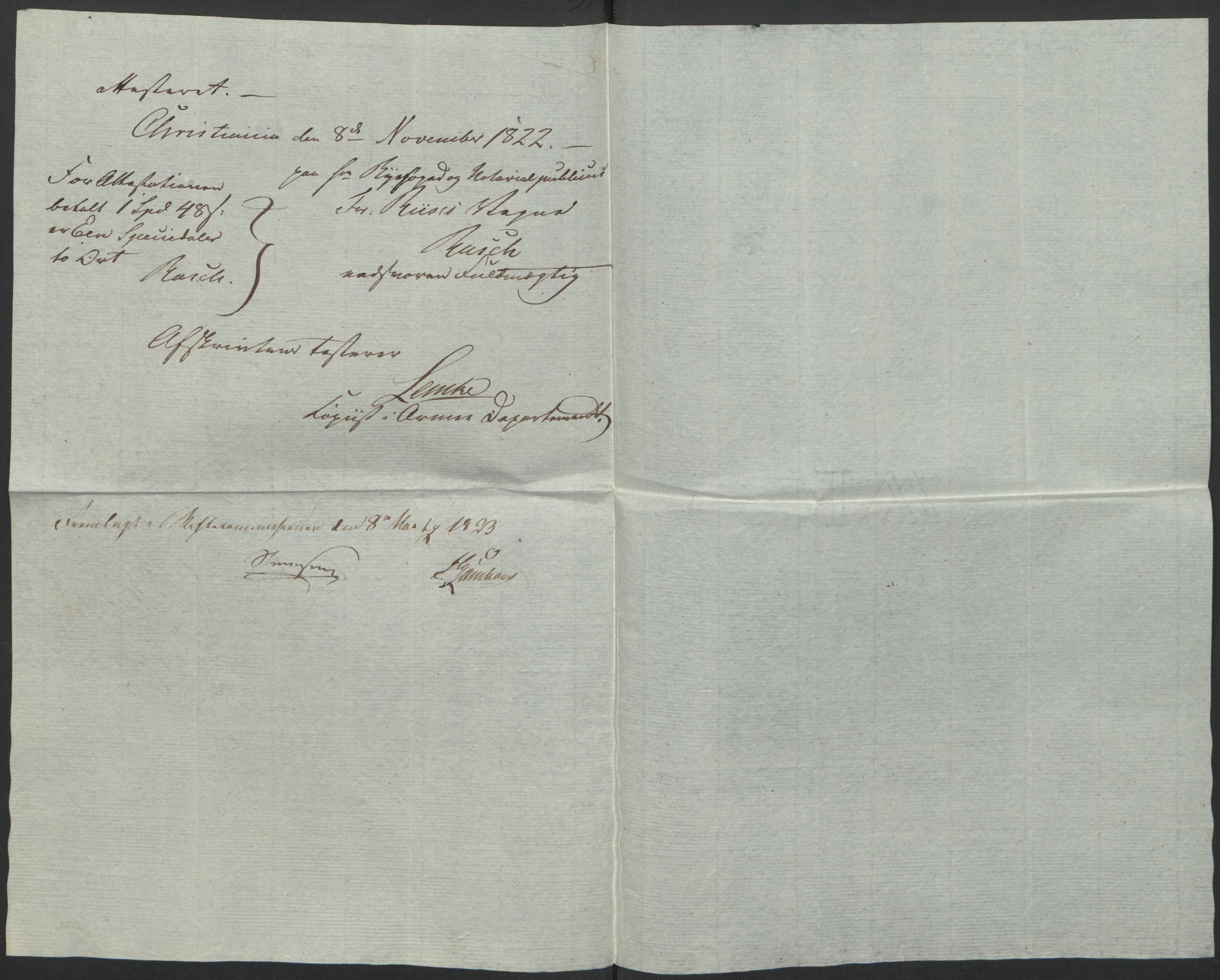 Forsvaret, Generalauditøren, AV/RA-RAFA-1772/F/Fj/Fjb/L0005: Skifter 1818 - 1823, 1818-1823, p. 193