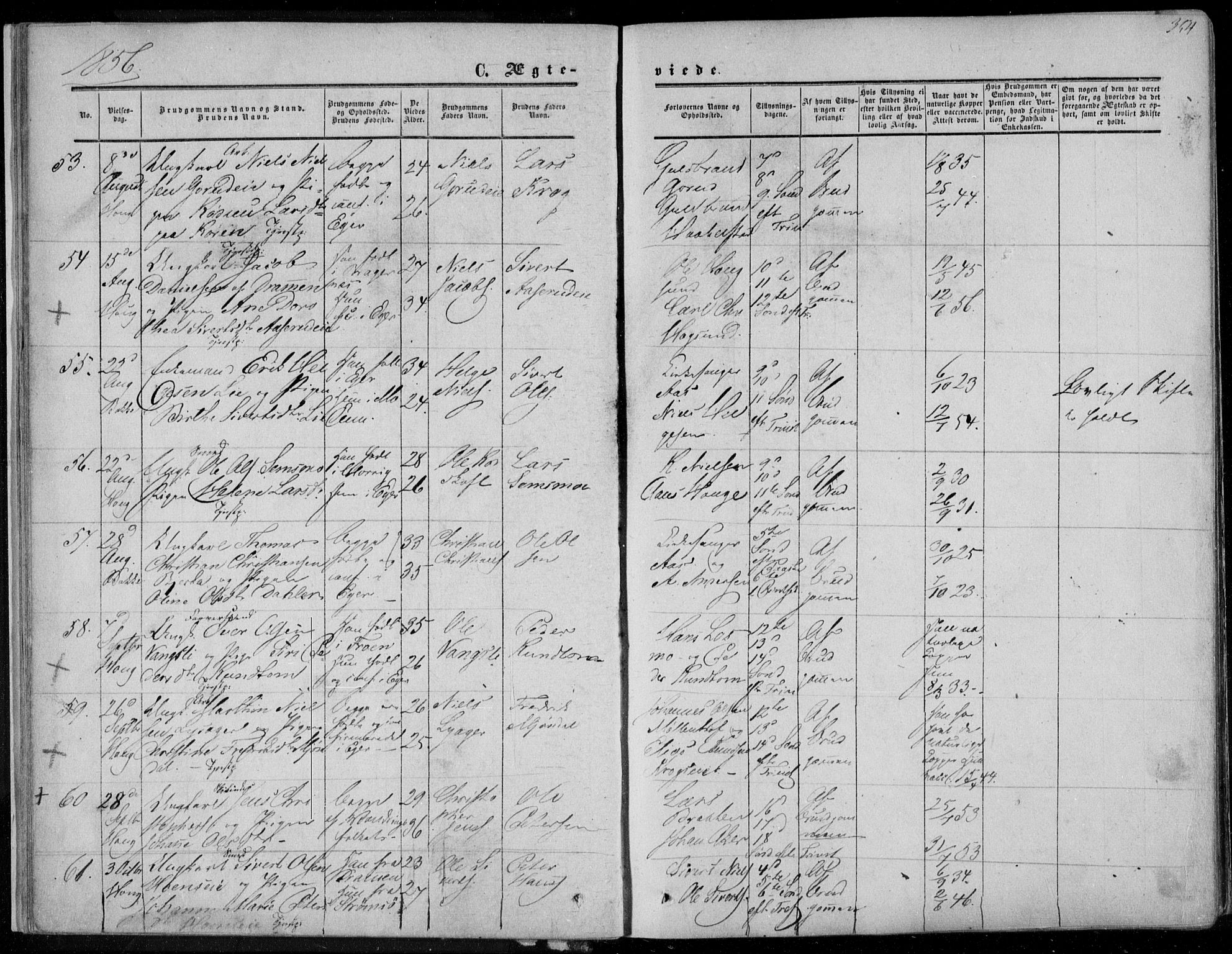 Eiker kirkebøker, SAKO/A-4/F/Fa/L0015b: Parish register (official) no. I 15B, 1854-1860, p. 354