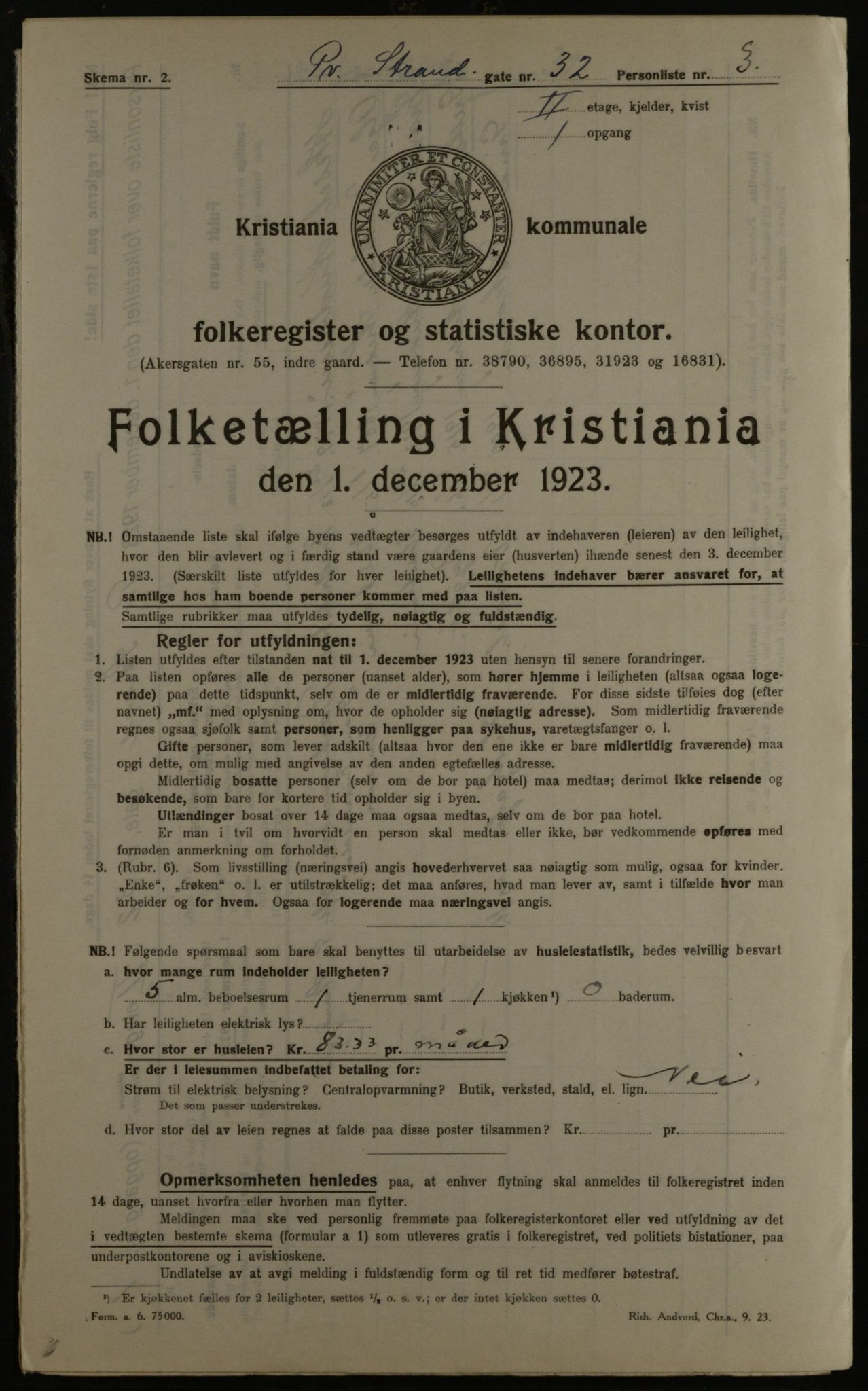 OBA, Municipal Census 1923 for Kristiania, 1923, p. 115098