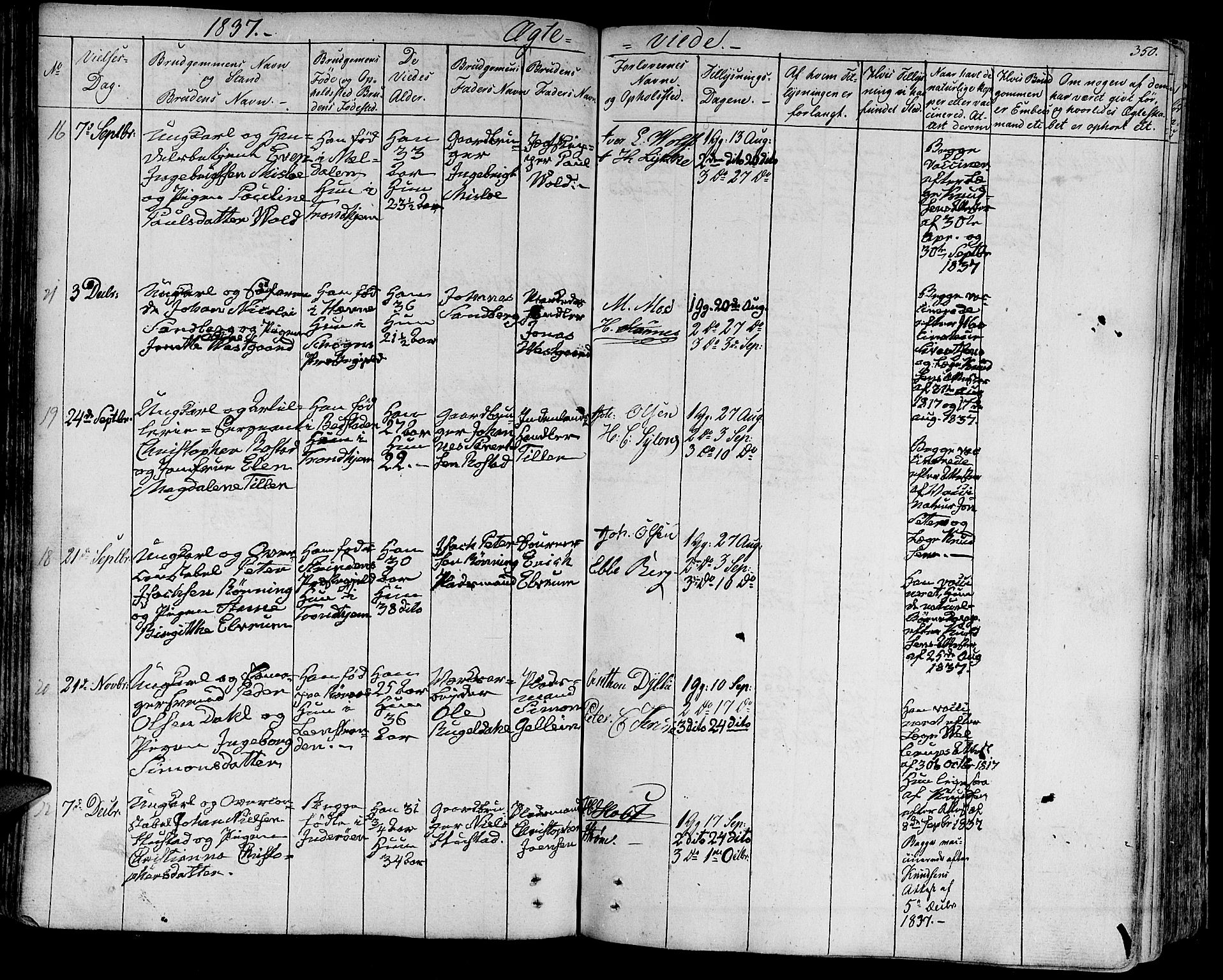 Ministerialprotokoller, klokkerbøker og fødselsregistre - Sør-Trøndelag, AV/SAT-A-1456/602/L0109: Parish register (official) no. 602A07, 1821-1840, p. 350