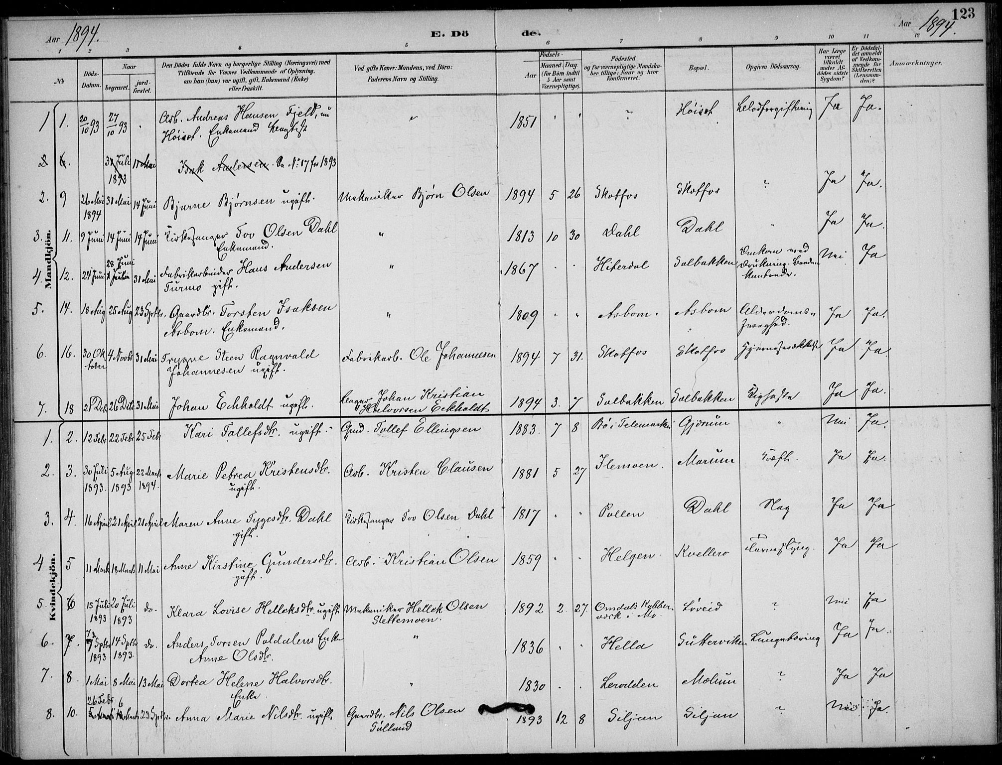 Solum kirkebøker, AV/SAKO-A-306/F/Fb/L0002: Parish register (official) no. II 2, 1893-1901, p. 123