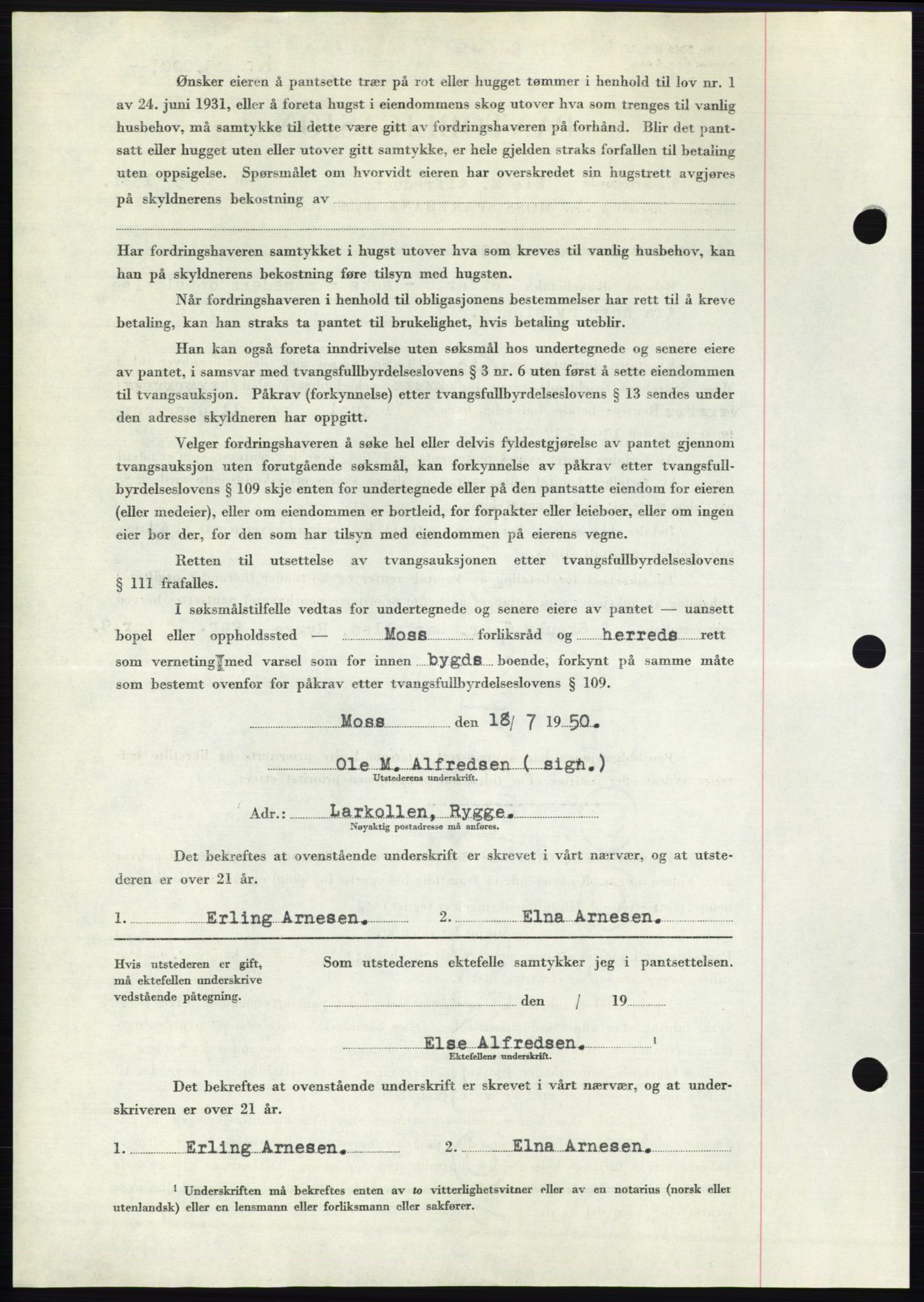 Moss sorenskriveri, AV/SAO-A-10168: Mortgage book no. B24, 1950-1950, Diary no: : 2225/1950