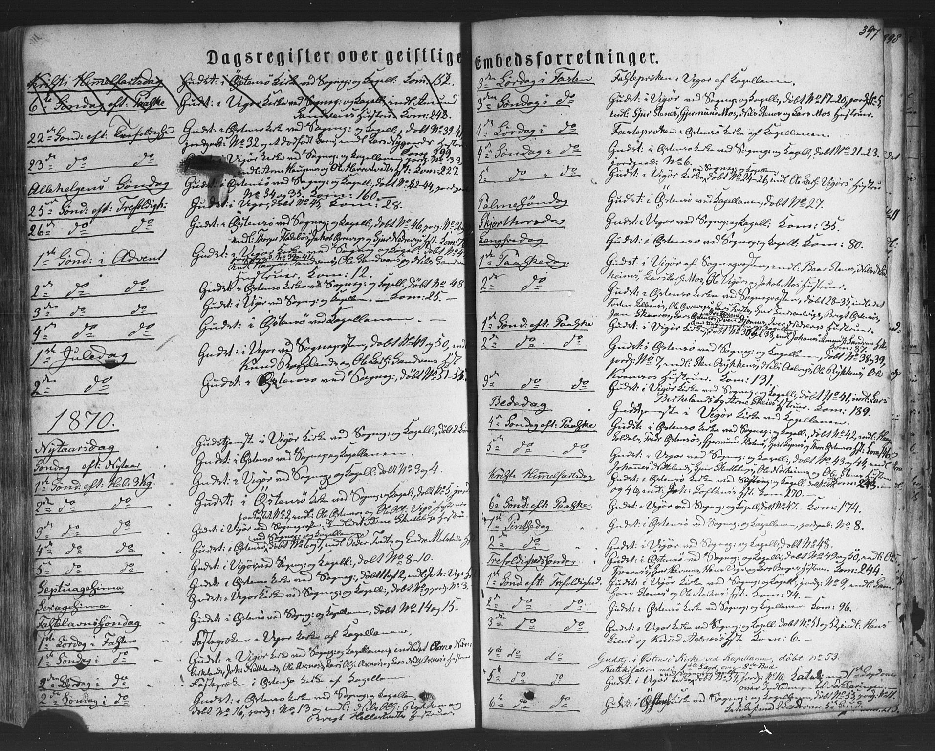 Kvam sokneprestembete, SAB/A-76201/H/Haa: Parish register (official) no. A 9, 1864-1879, p. 397