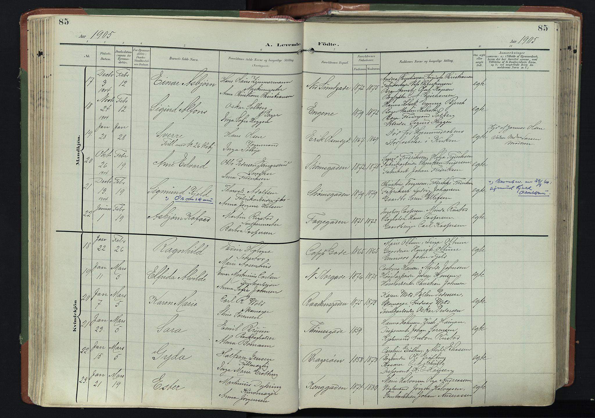 Bragernes kirkebøker, SAKO/A-6/F/Fb/L0009: Parish register (official) no. II 9, 1902-1911, p. 85