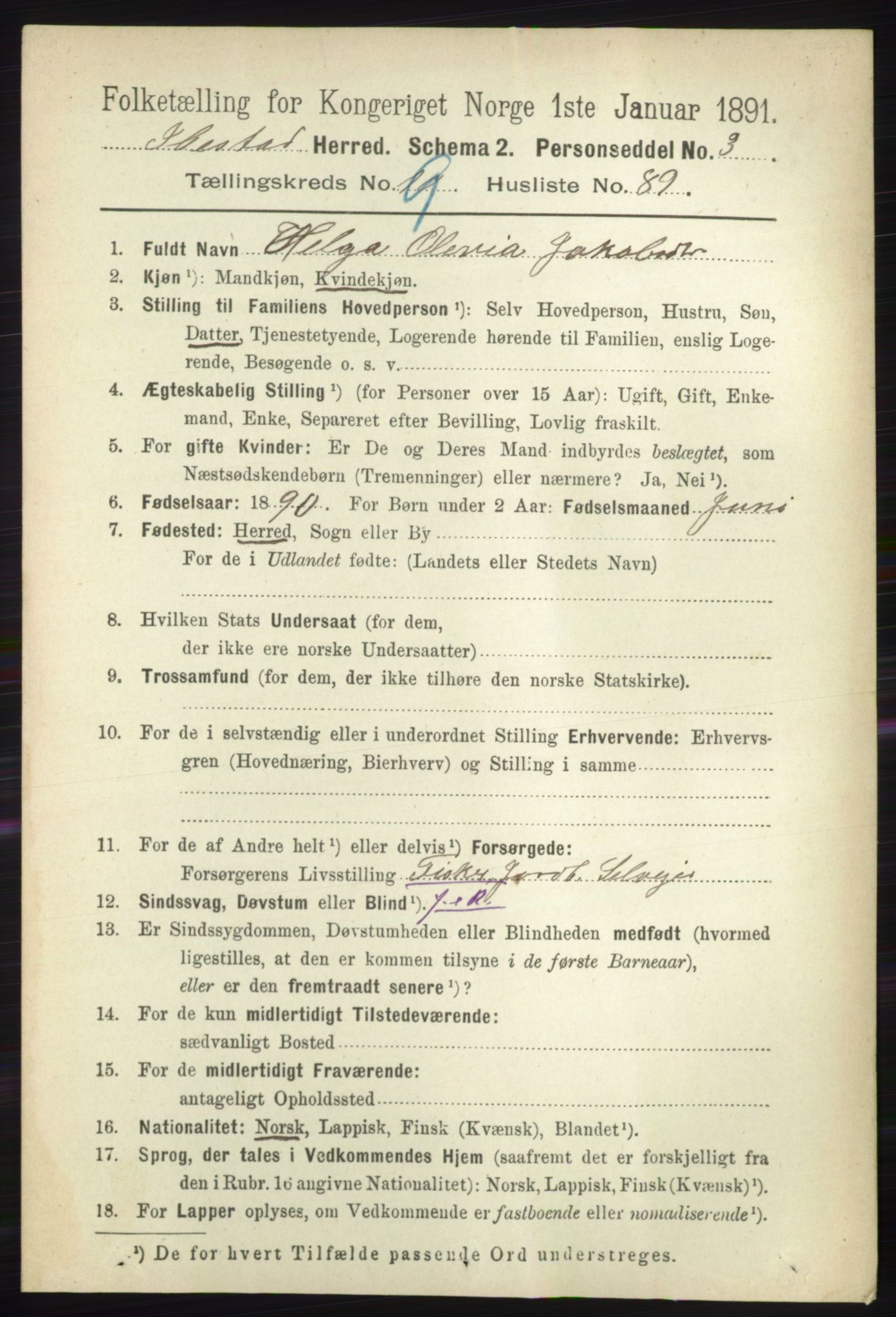 RA, 1891 census for 1917 Ibestad, 1891, p. 6535