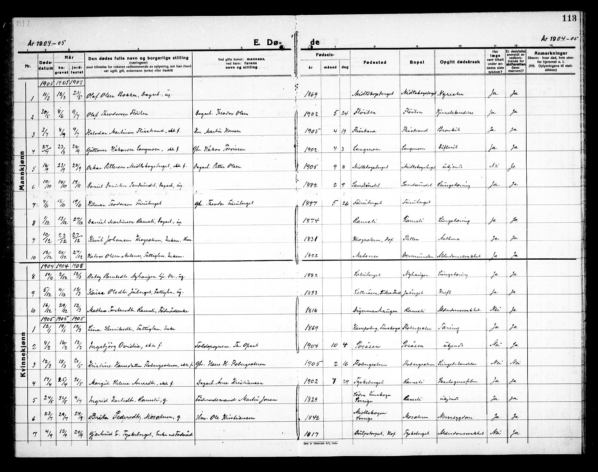 Åsnes prestekontor, AV/SAH-PREST-042/H/Ha/Haa/L0000E: Parish register (official) no. 0C, 1890-1929, p. 113