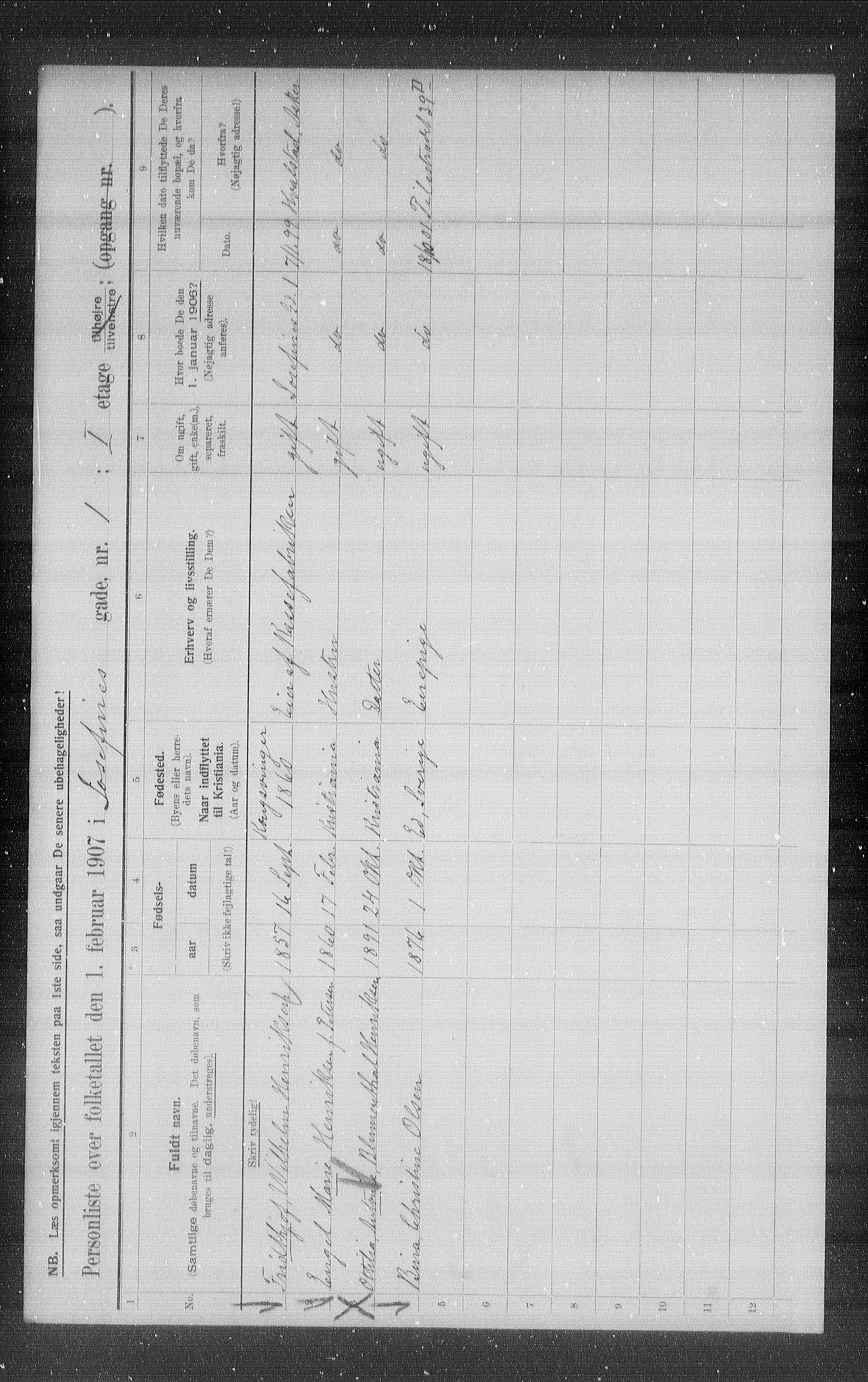 OBA, Municipal Census 1907 for Kristiania, 1907, p. 24110