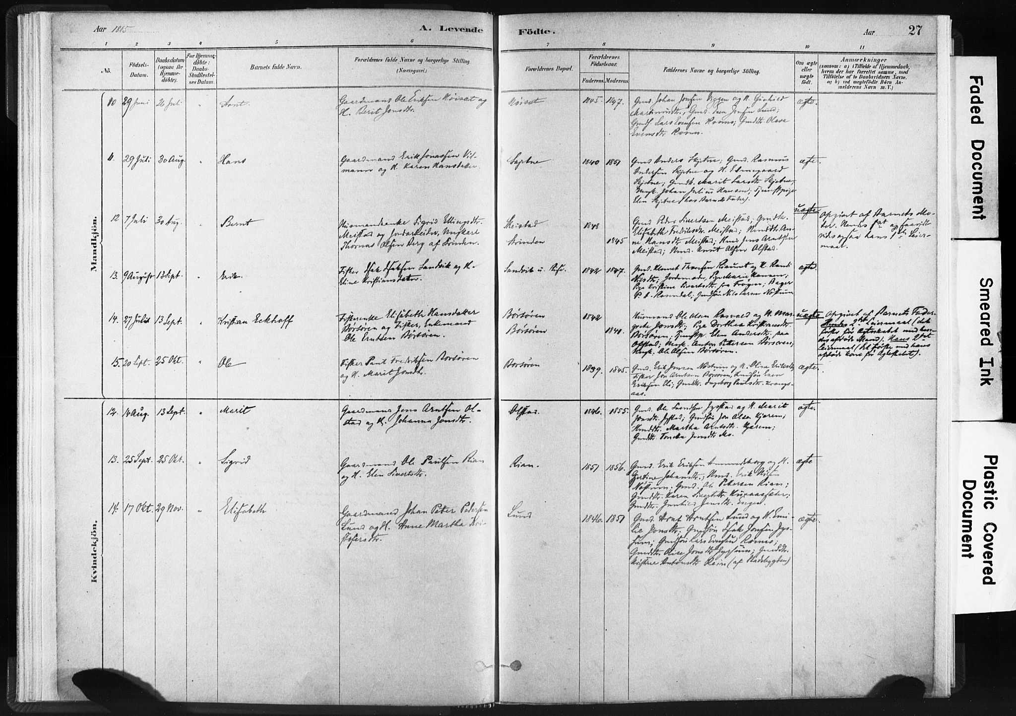 Ministerialprotokoller, klokkerbøker og fødselsregistre - Sør-Trøndelag, SAT/A-1456/665/L0773: Parish register (official) no. 665A08, 1879-1905, p. 27