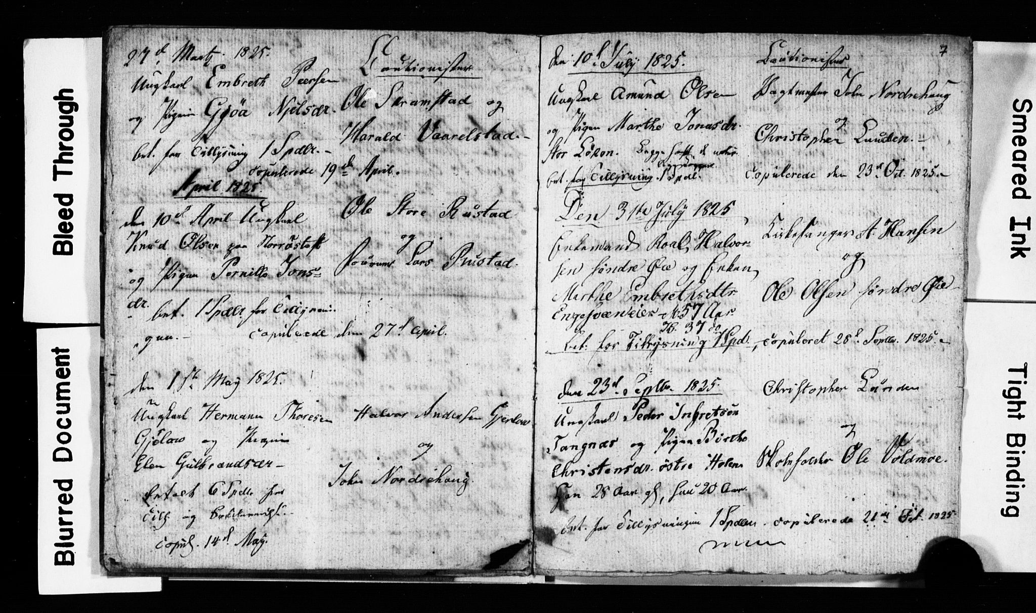 Løten prestekontor, SAH/PREST-022/N/Na/L0001: Banns register no. 1, 1821-1831, p. 7