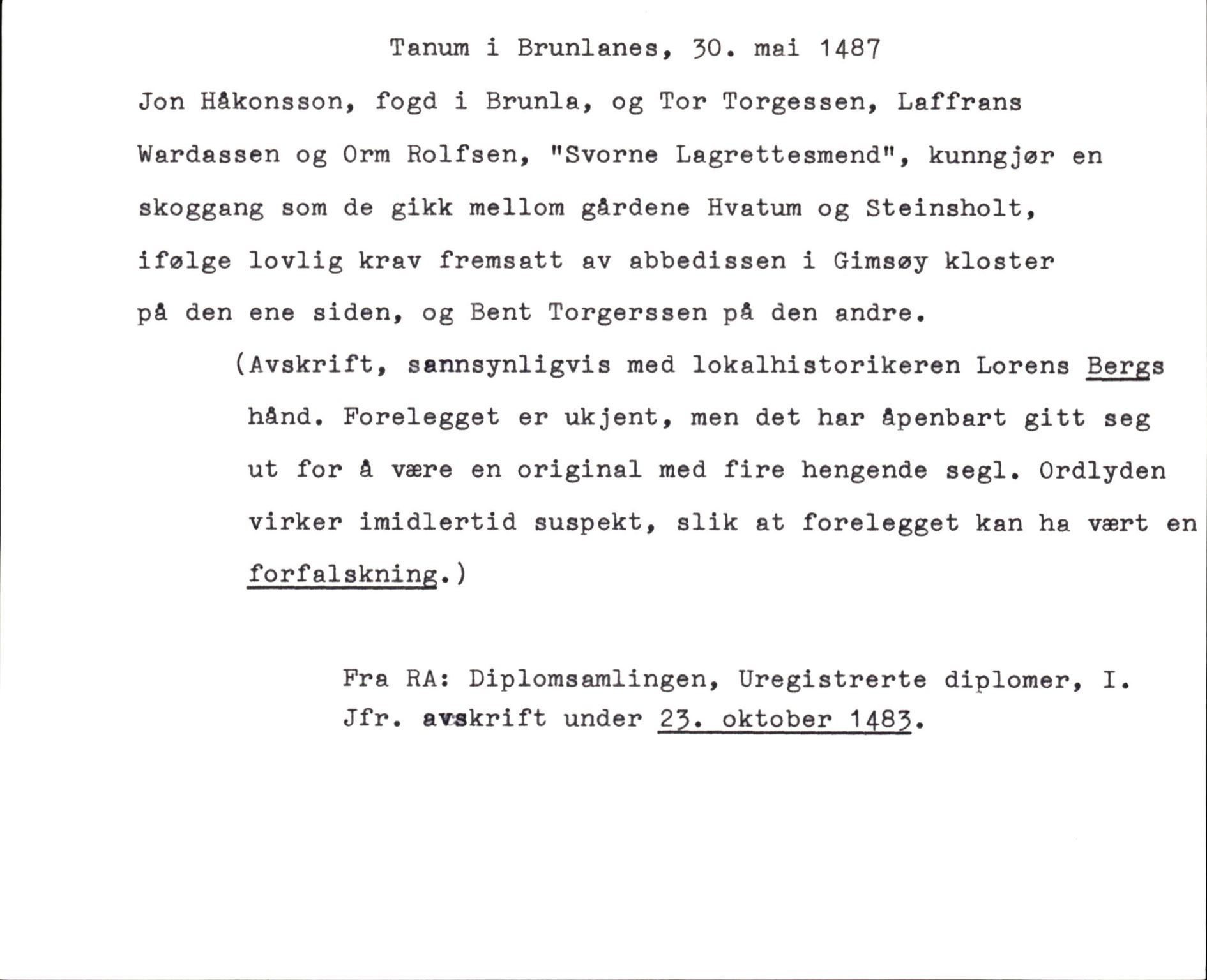 Riksarkivets diplomsamling, AV/RA-EA-5965/F35/F35d/L0001: Innlånte diplomer, seddelregister, 1316-1591, p. 229