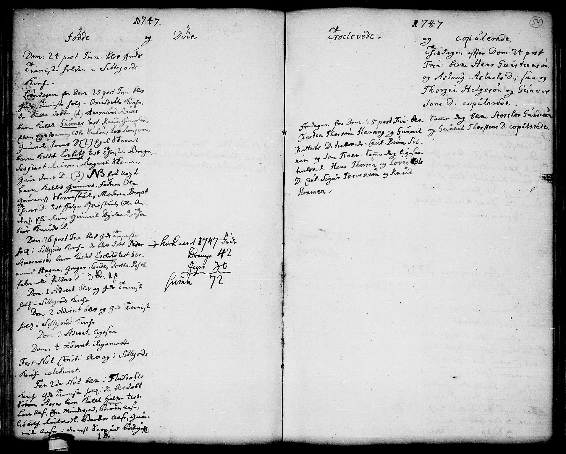 Seljord kirkebøker, SAKO/A-20/F/Fa/L0006: Parish register (official) no. I 6, 1744-1755, p. 54