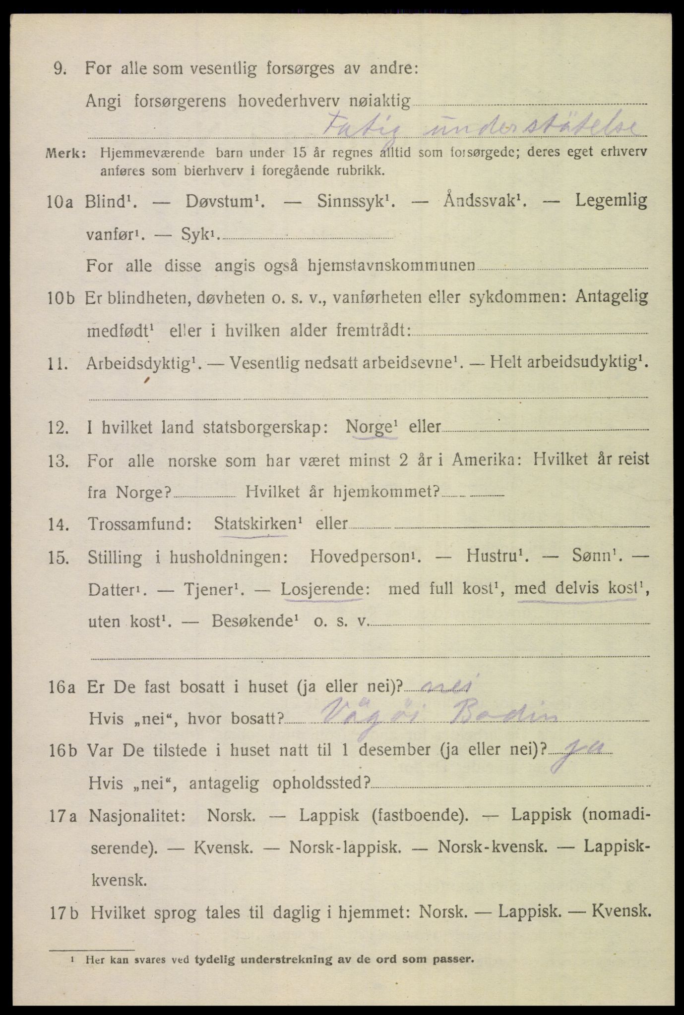 SAT, 1920 census for Bodin, 1920, p. 3487