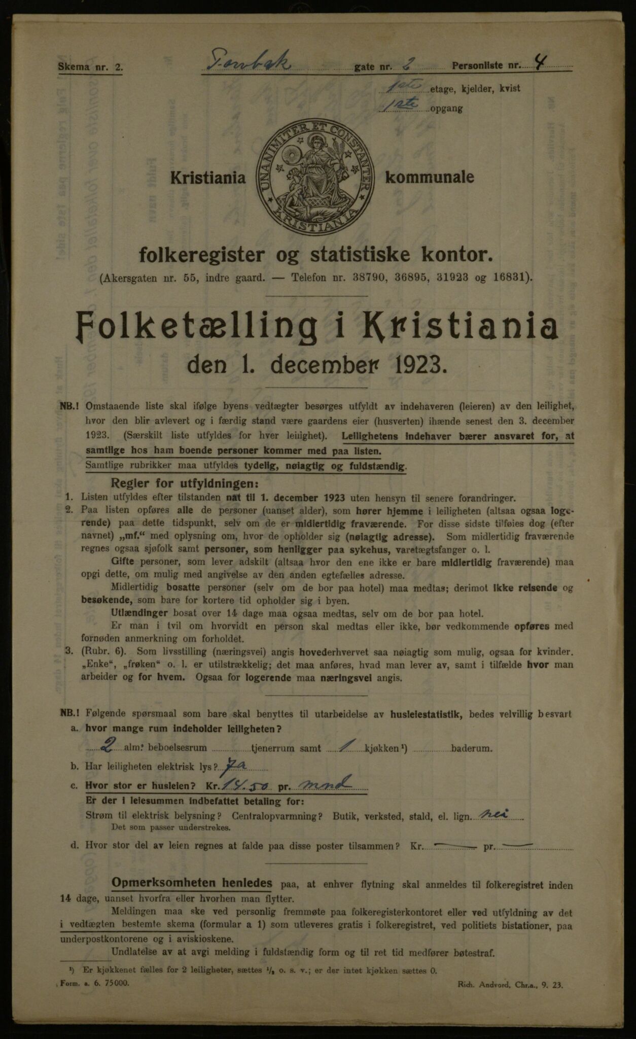 OBA, Municipal Census 1923 for Kristiania, 1923, p. 126785