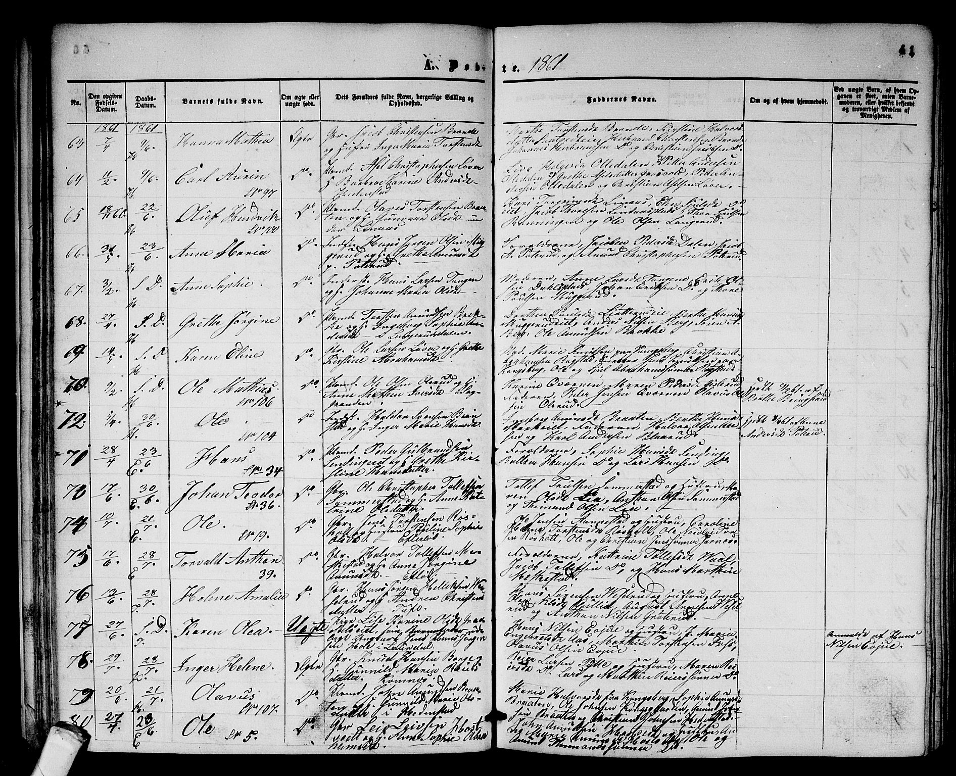 Sandsvær kirkebøker, SAKO/A-244/G/Ga/L0005: Parish register (copy) no. I 5, 1857-1873, p. 41