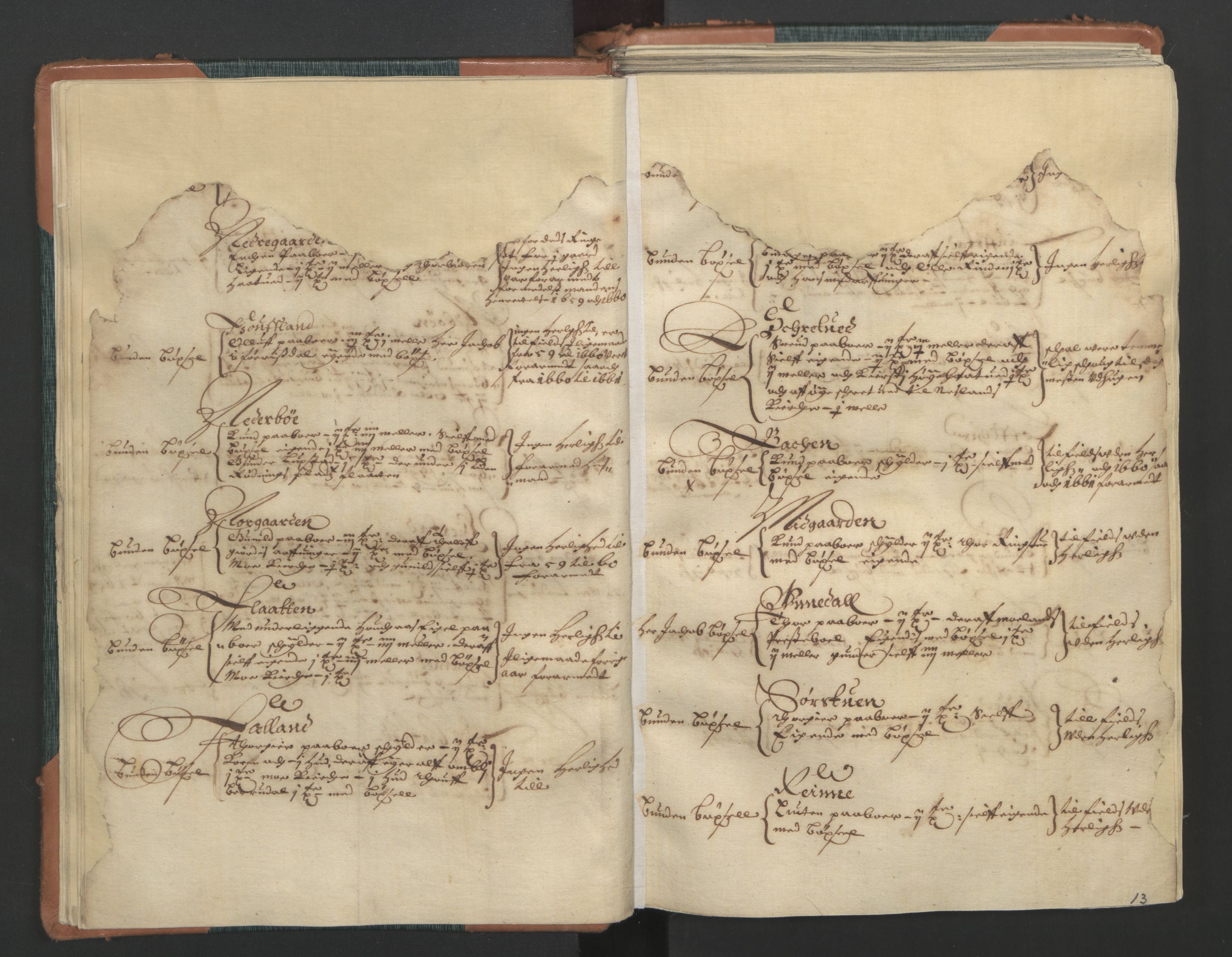 Rentekammeret inntil 1814, Realistisk ordnet avdeling, AV/RA-EA-4070/L/L0017: Skien lagdømme. Alminnelig jordebok for Telemark, Bamble og Numedal, 1661, p. 12b-13a