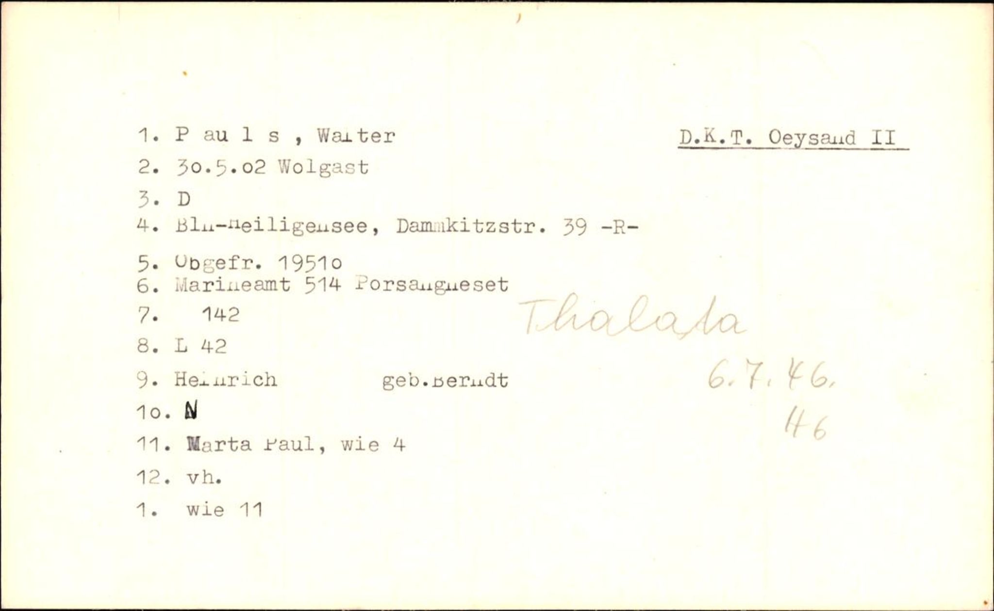 Hjemsendte tyskere , RA/RAFA-6487/D/Db/L0021: Paüls-Raglewaski, 1945-1947, p. 2
