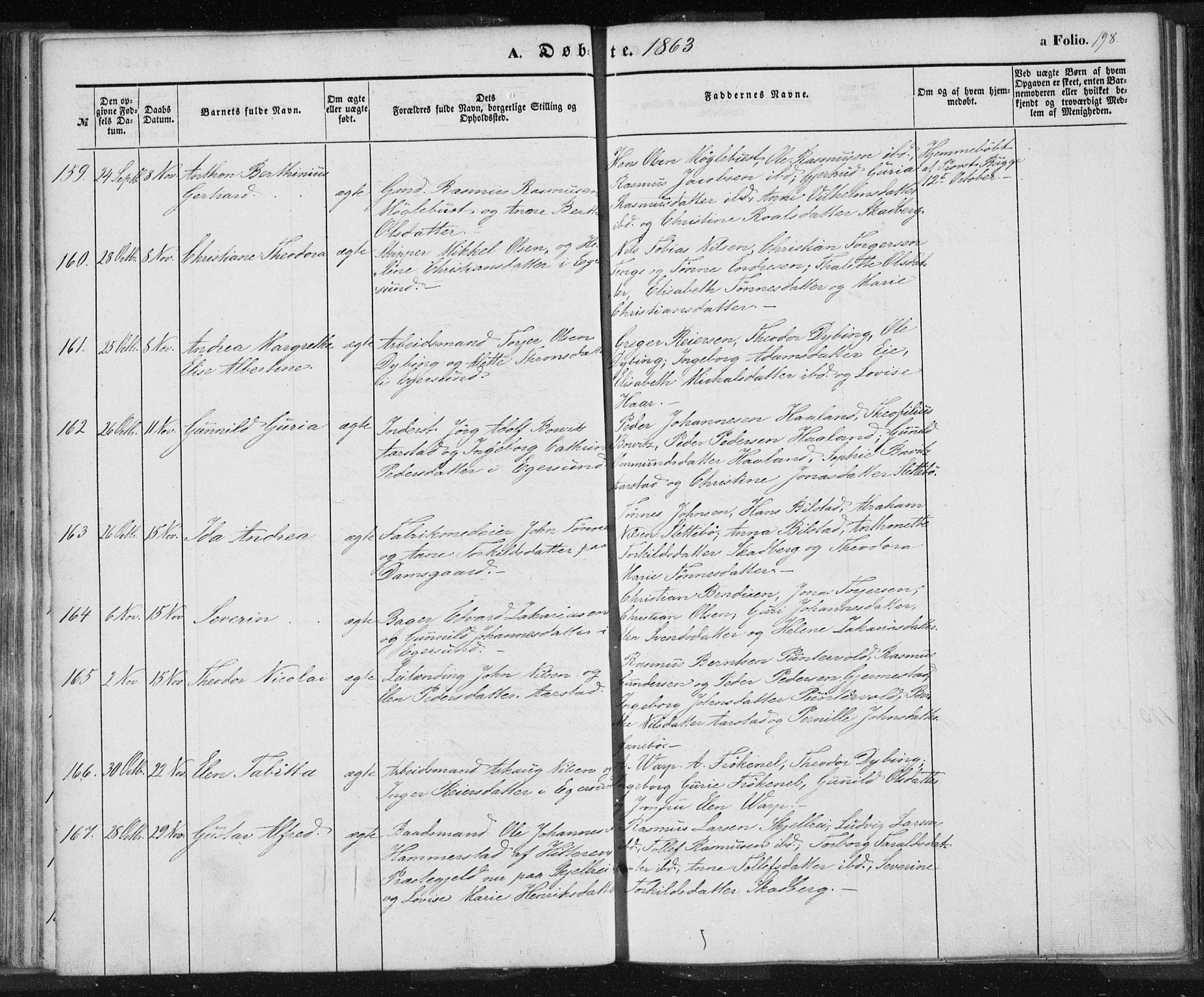 Eigersund sokneprestkontor, AV/SAST-A-101807/S08/L0012: Parish register (official) no. A 12.1, 1850-1865, p. 198