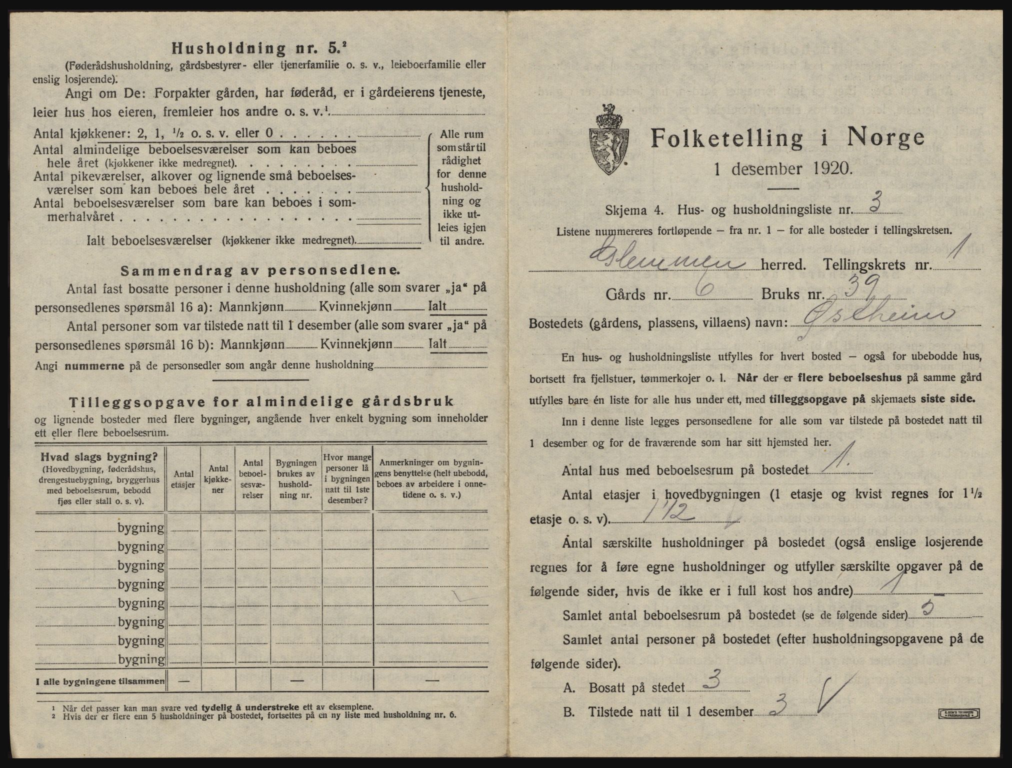 SAO, 1920 census for Glemmen, 1920, p. 63