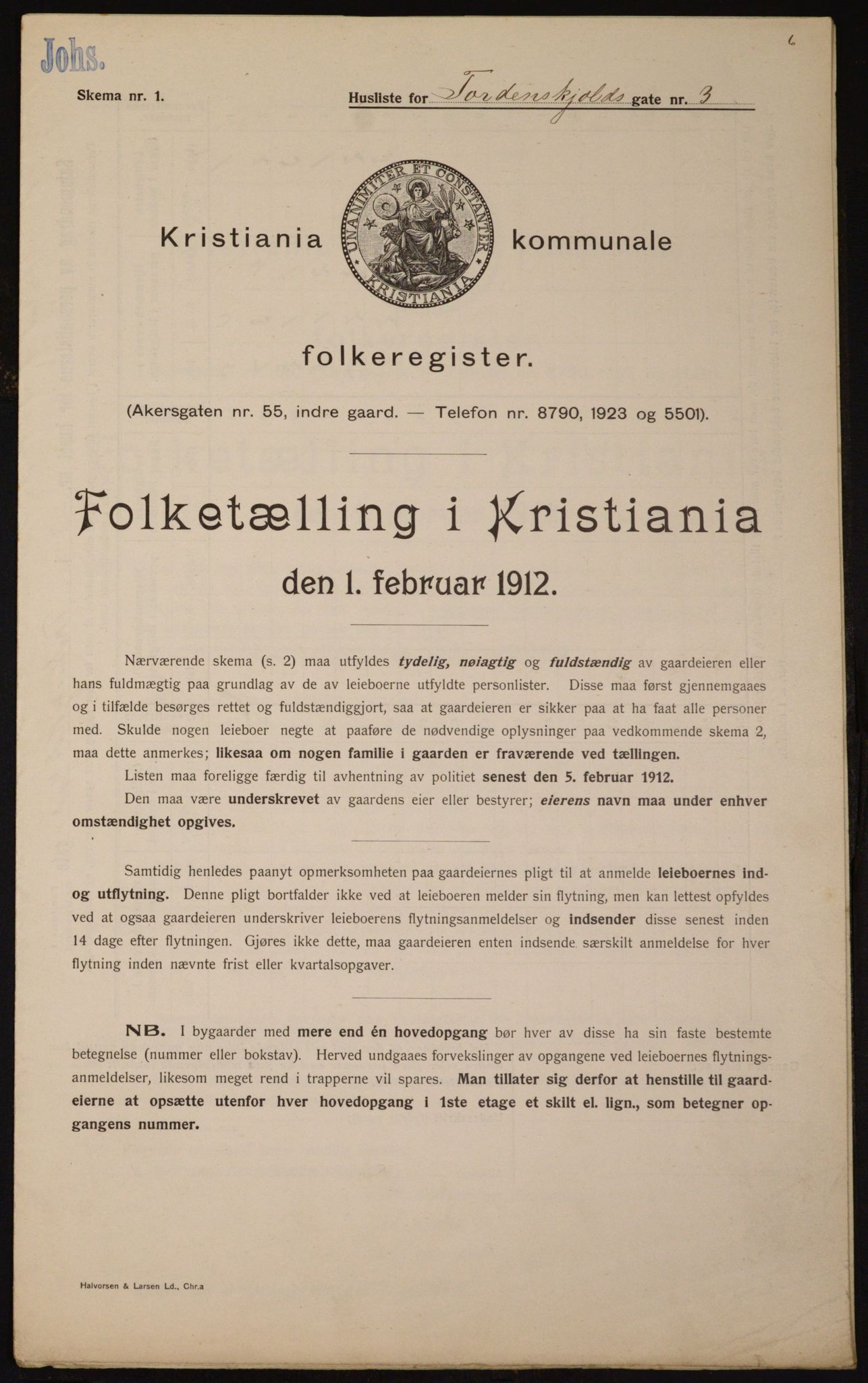 OBA, Municipal Census 1912 for Kristiania, 1912, p. 113705