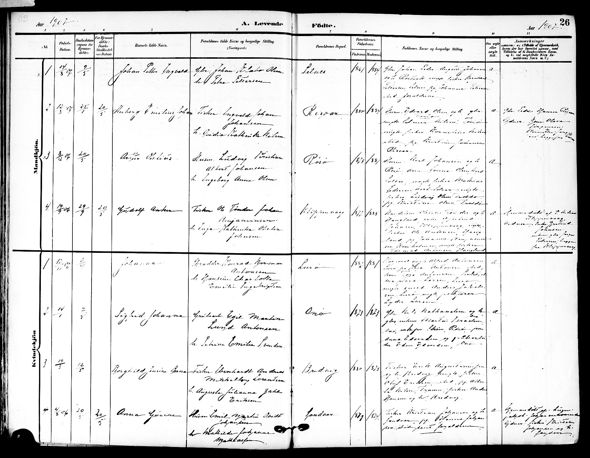 Ministerialprotokoller, klokkerbøker og fødselsregistre - Nordland, SAT/A-1459/839/L0569: Parish register (official) no. 839A06, 1903-1922, p. 26
