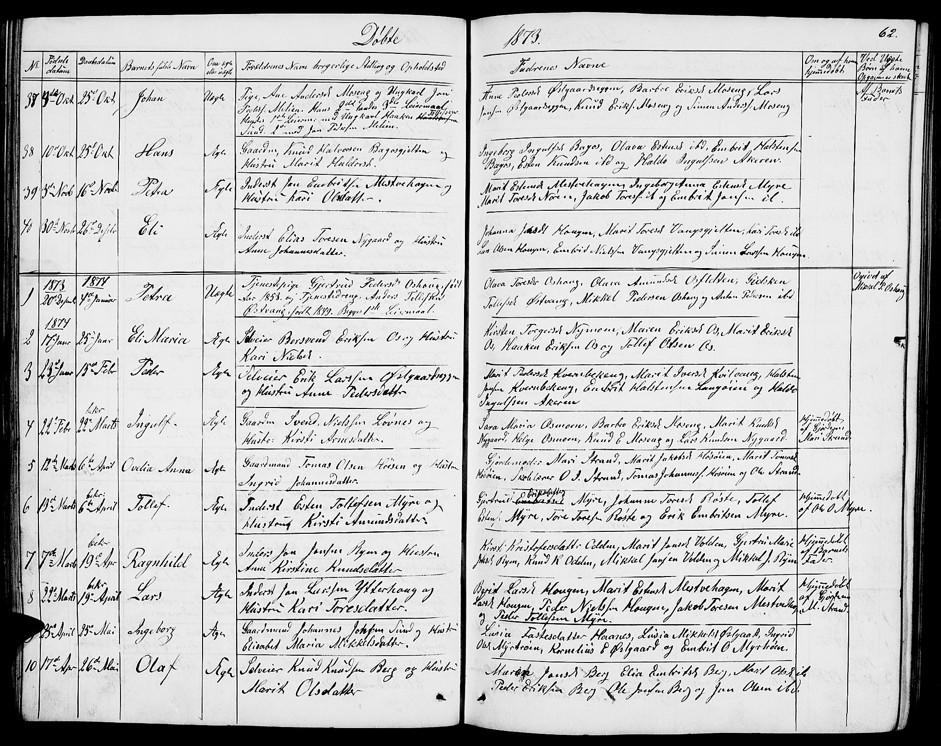 Tolga prestekontor, AV/SAH-PREST-062/L/L0004: Parish register (copy) no. 4, 1845-1887, p. 62