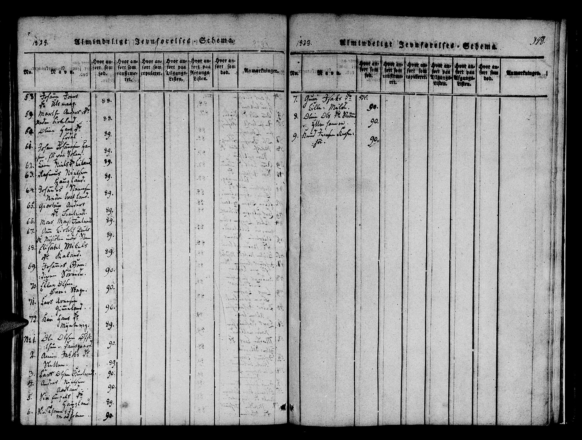 Fana Sokneprestembete, SAB/A-75101/H/Haa/Haaa/L0007: Parish register (official) no. A 7, 1816-1828, p. 348