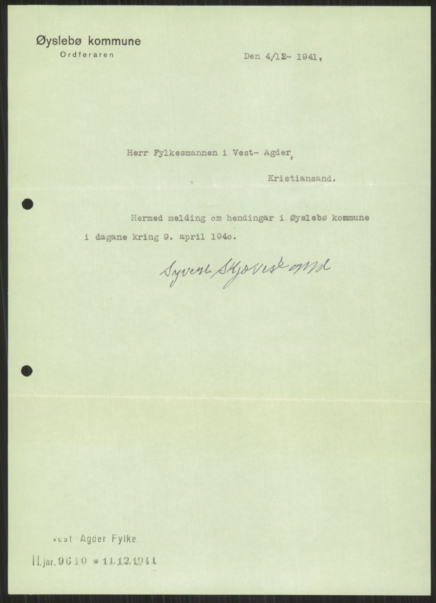 Forsvaret, Forsvarets krigshistoriske avdeling, AV/RA-RAFA-2017/Y/Ya/L0014: II-C-11-31 - Fylkesmenn.  Rapporter om krigsbegivenhetene 1940., 1940, p. 906