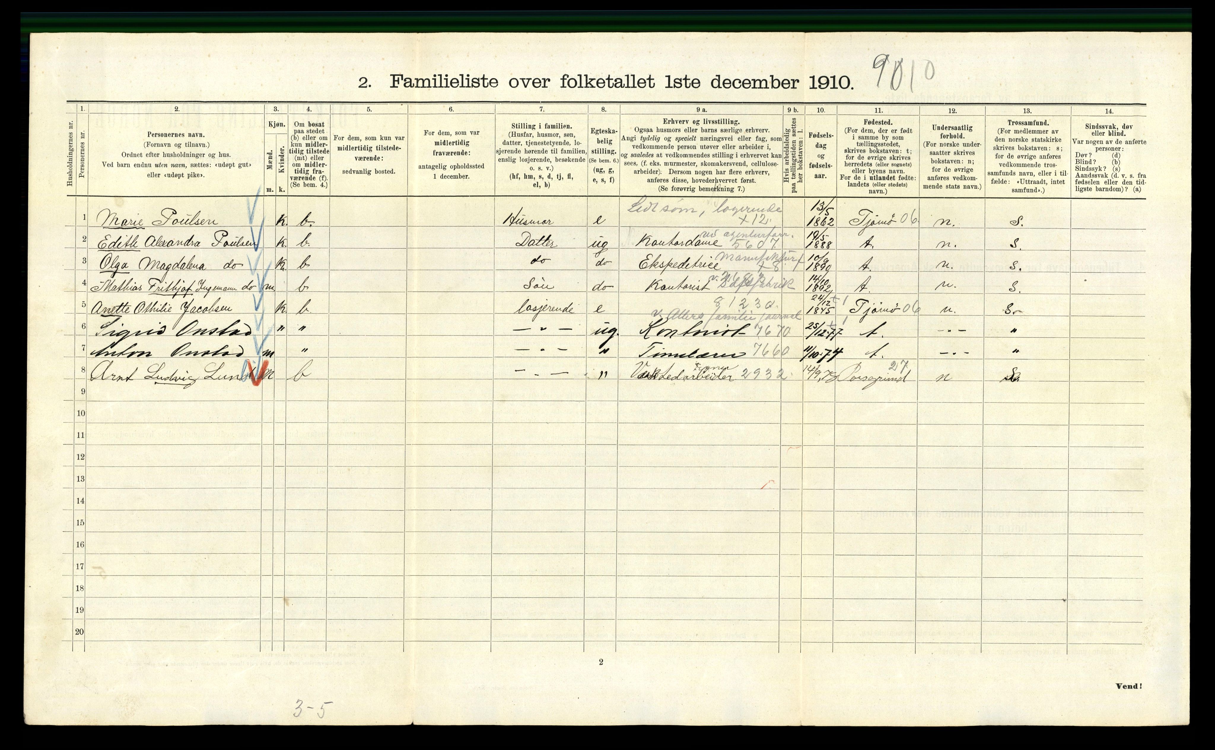 RA, 1910 census for Kristiania, 1910, p. 100506