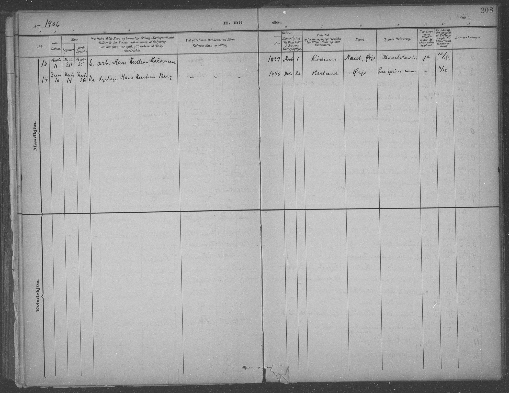 Aremark prestekontor Kirkebøker, SAO/A-10899/F/Fb/L0005: Parish register (official) no. II 5, 1895-1919, p. 208