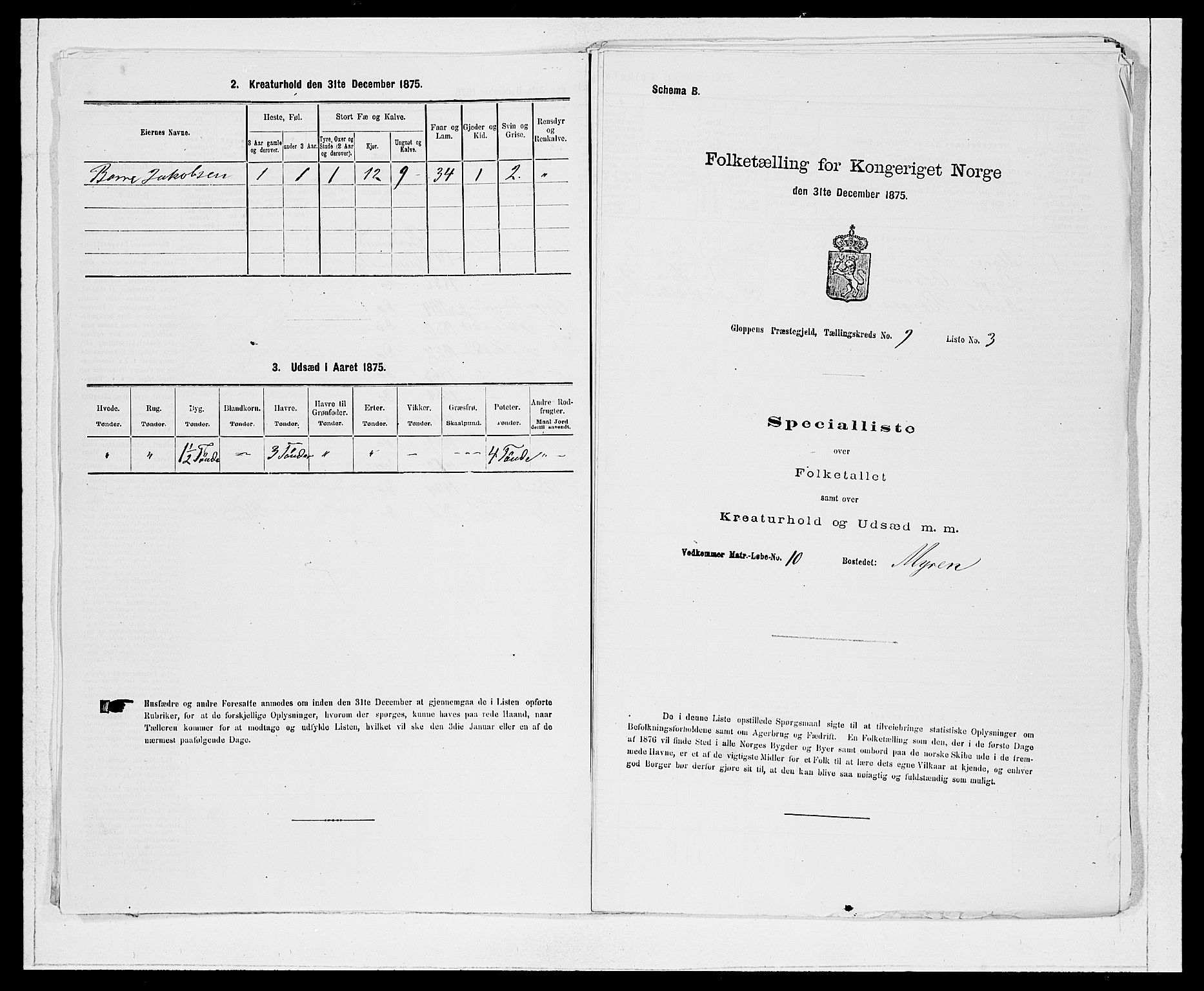 SAB, 1875 Census for 1445P Gloppen, 1875, p. 955