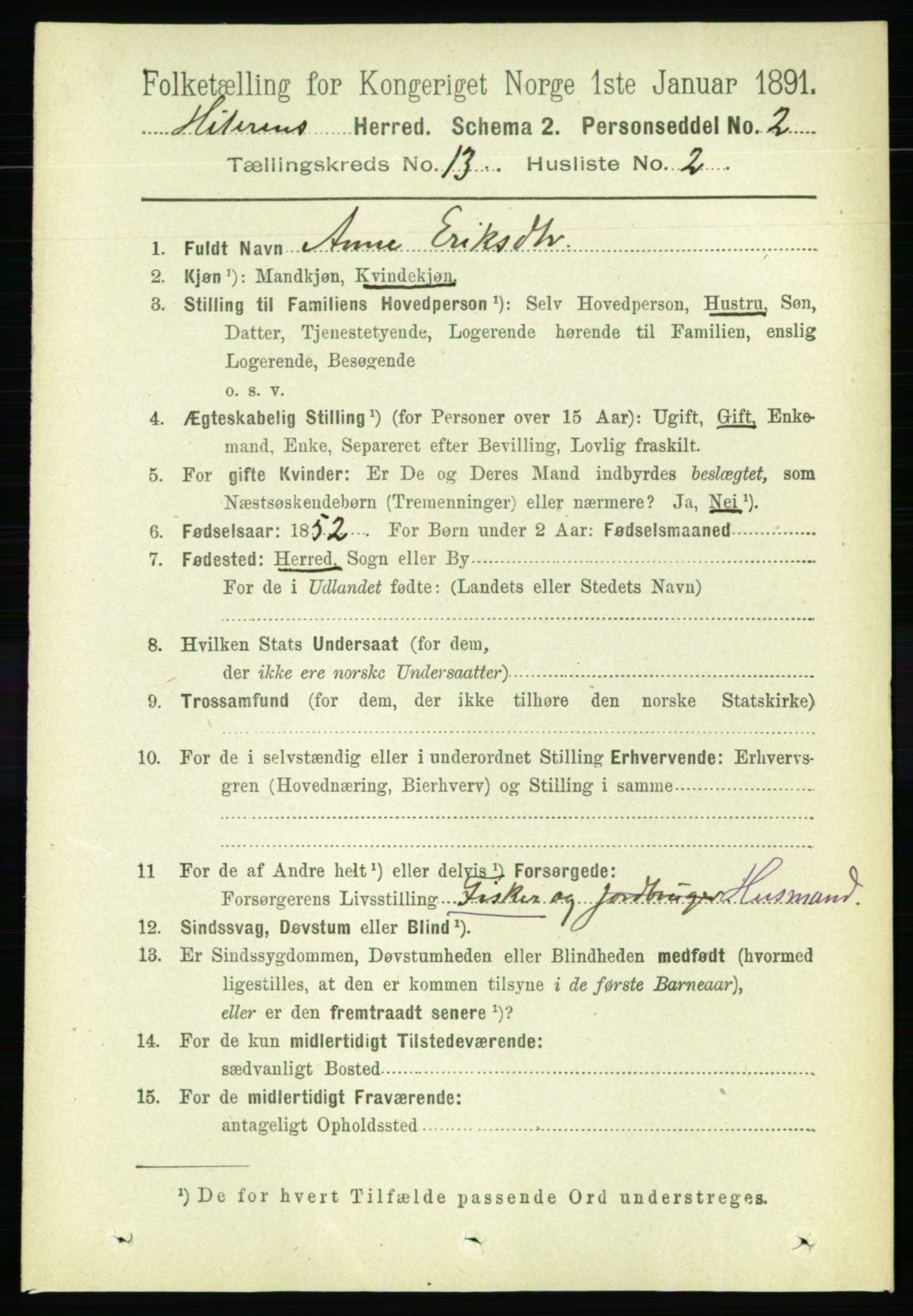 RA, 1891 census for 1617 Hitra, 1891, p. 2740