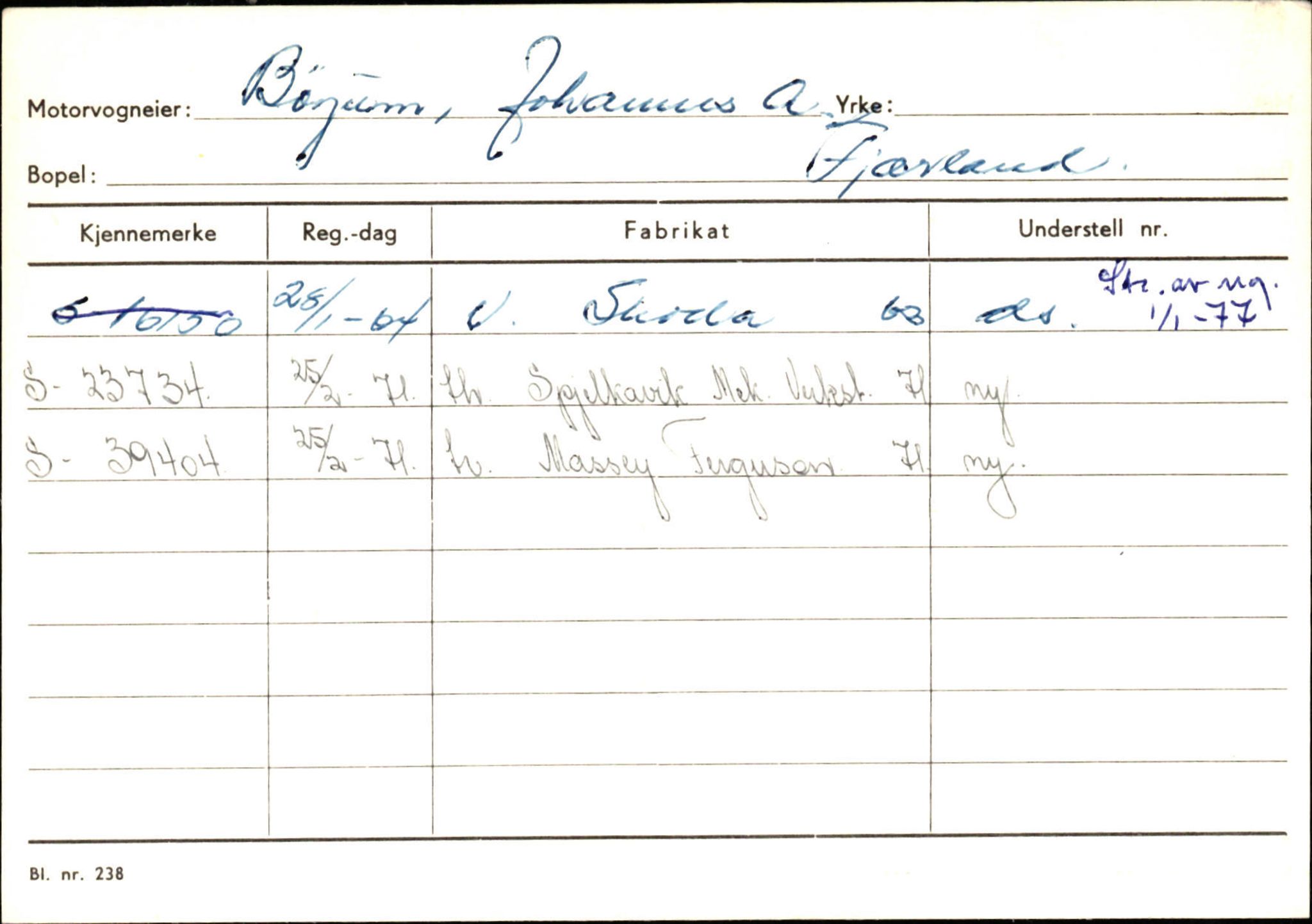 Statens vegvesen, Sogn og Fjordane vegkontor, AV/SAB-A-5301/4/F/L0132: Eigarregister Askvoll A-Å. Balestrand A-Å, 1945-1975, p. 1613