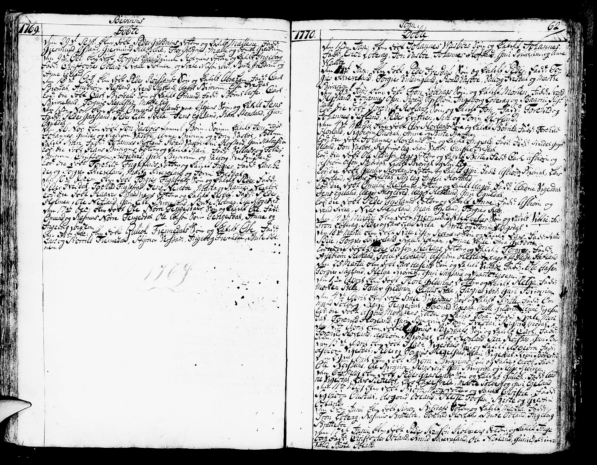 Helleland sokneprestkontor, AV/SAST-A-101810: Parish register (official) no. A 2 /2, 1762-1791, p. 62