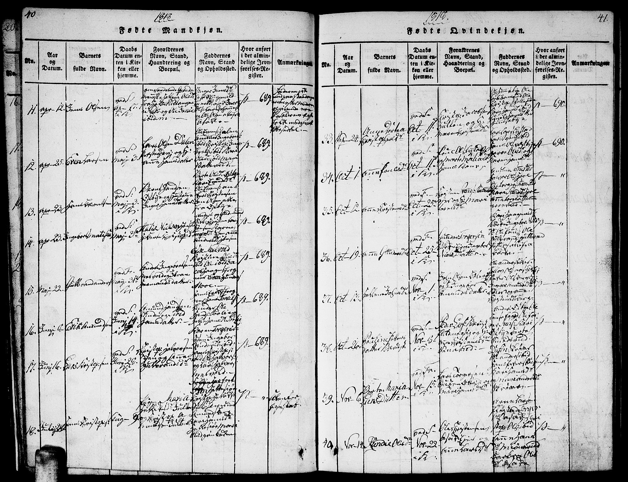 Sørum prestekontor Kirkebøker, AV/SAO-A-10303/G/Ga/L0001: Parish register (copy) no. I 1, 1814-1829, p. 40-41