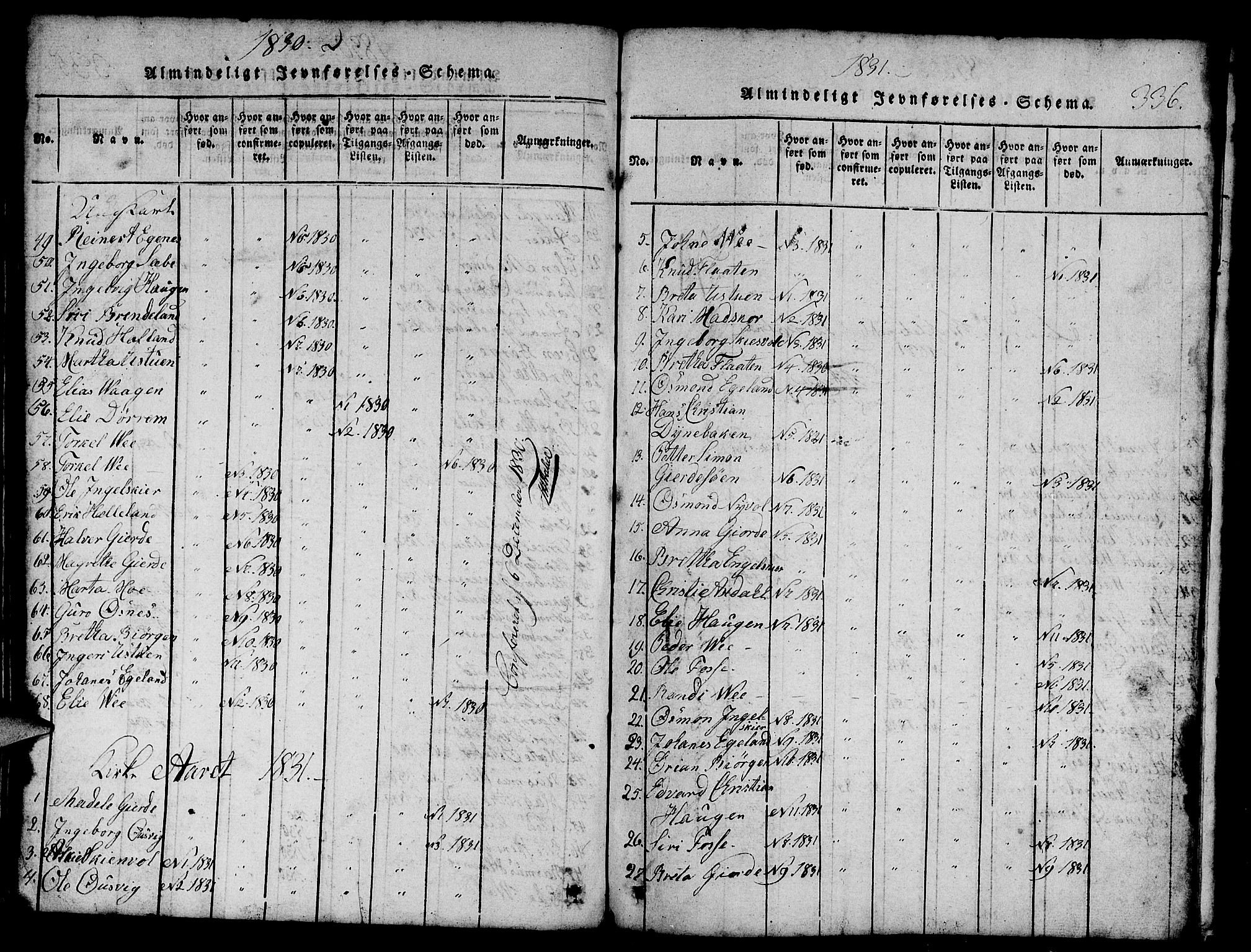 Etne sokneprestembete, SAB/A-75001/H/Hab: Parish register (copy) no. B 1, 1815-1850, p. 336
